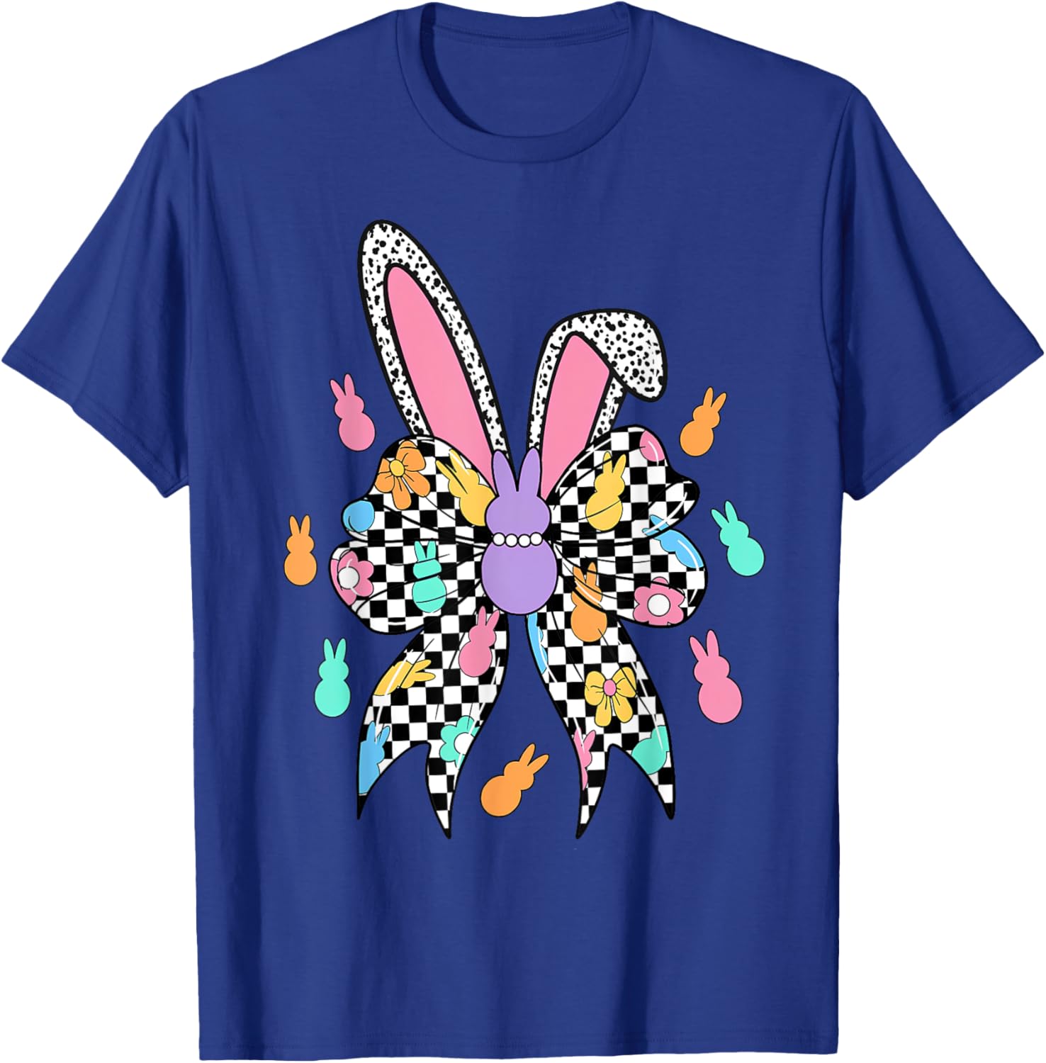 Happy Easter Bunny Bow Ears T-Shirt for Women and Girls – Cute Coquette Style - 16