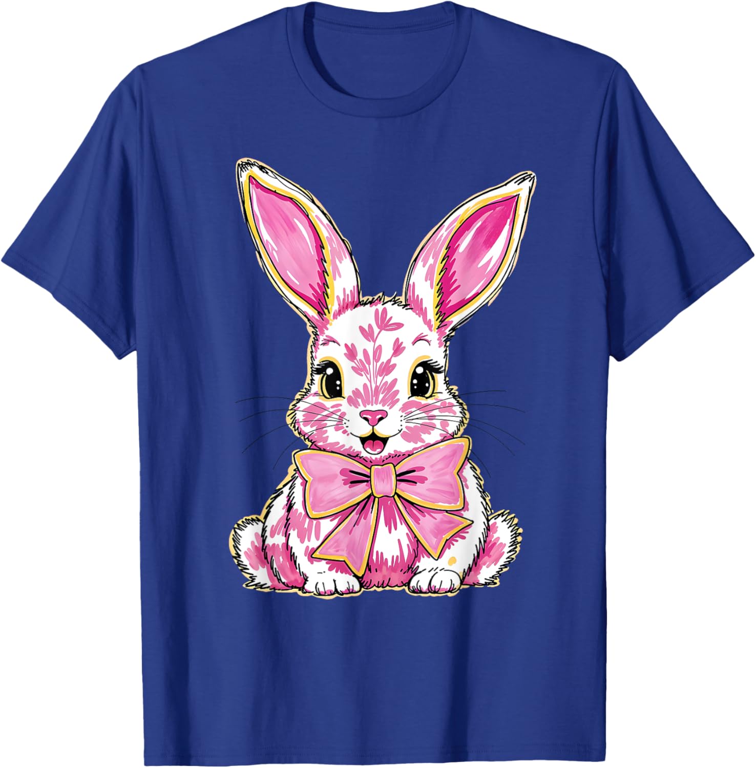 Adorable Pink Coquette Bow Happy Easter Bunny T-Shirt for Women & Teens - 10