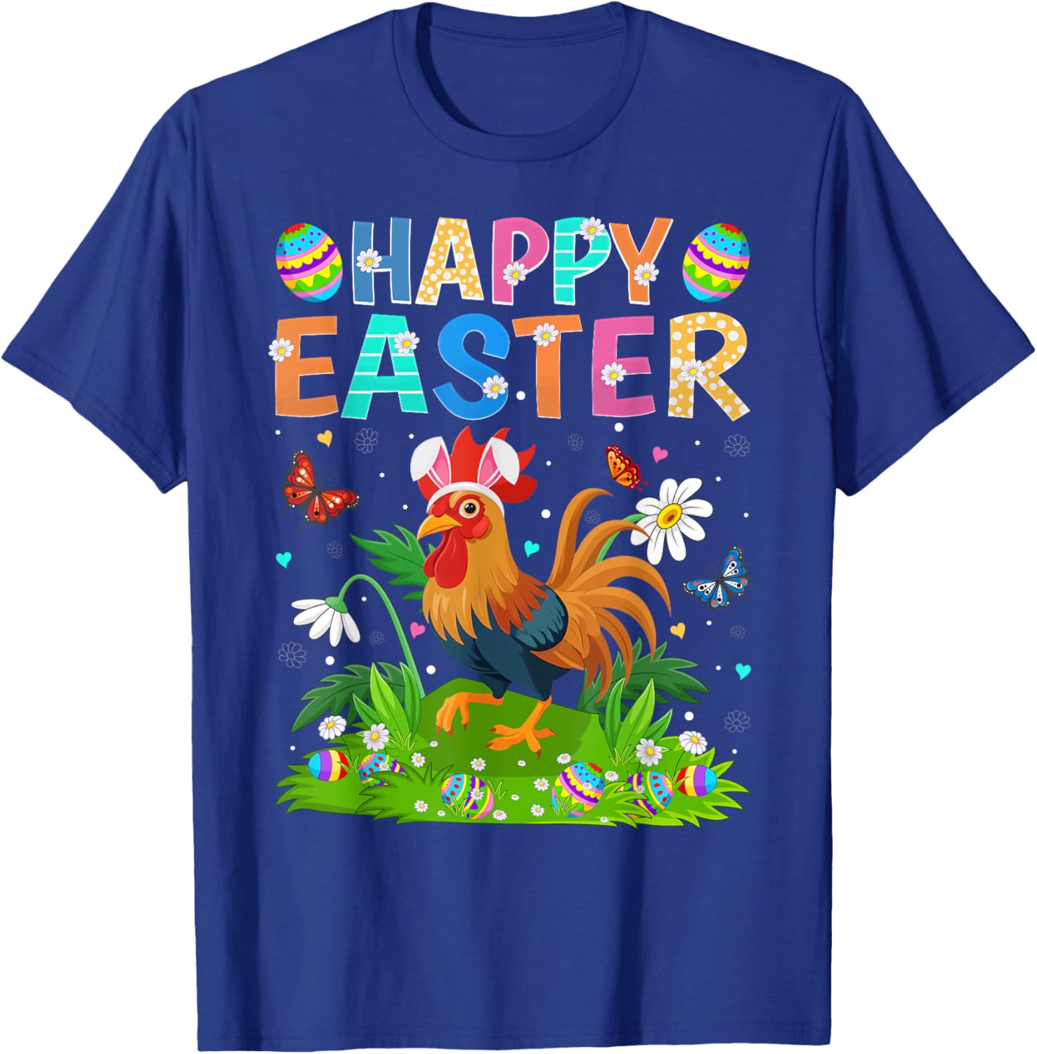 Rooster Happy Easter Egg Hunt Bunny Ear T-Shirt for Easter Sunday Fun - 17