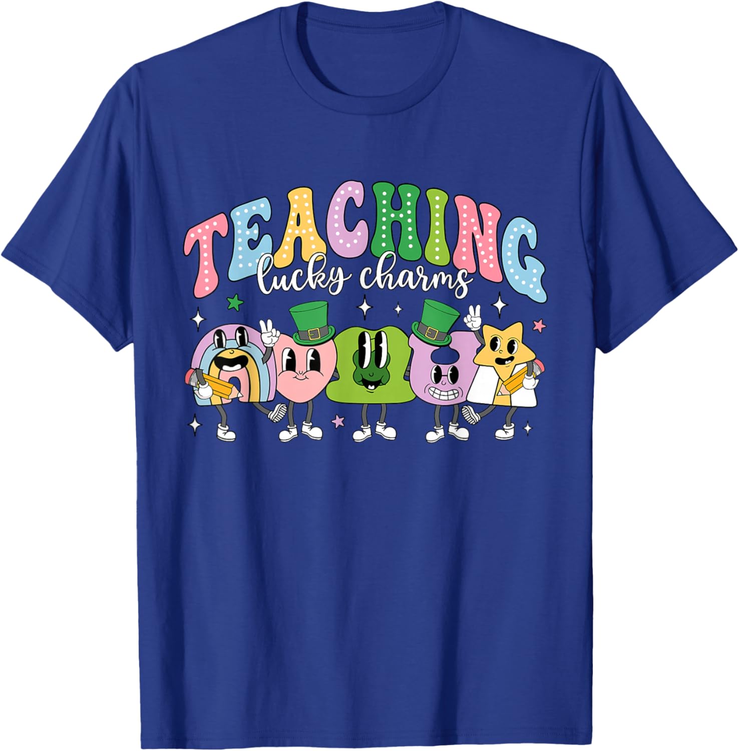 Funny Retro St Patricks Day T-Shirt for Teachers with Lucky Charms Design - 18