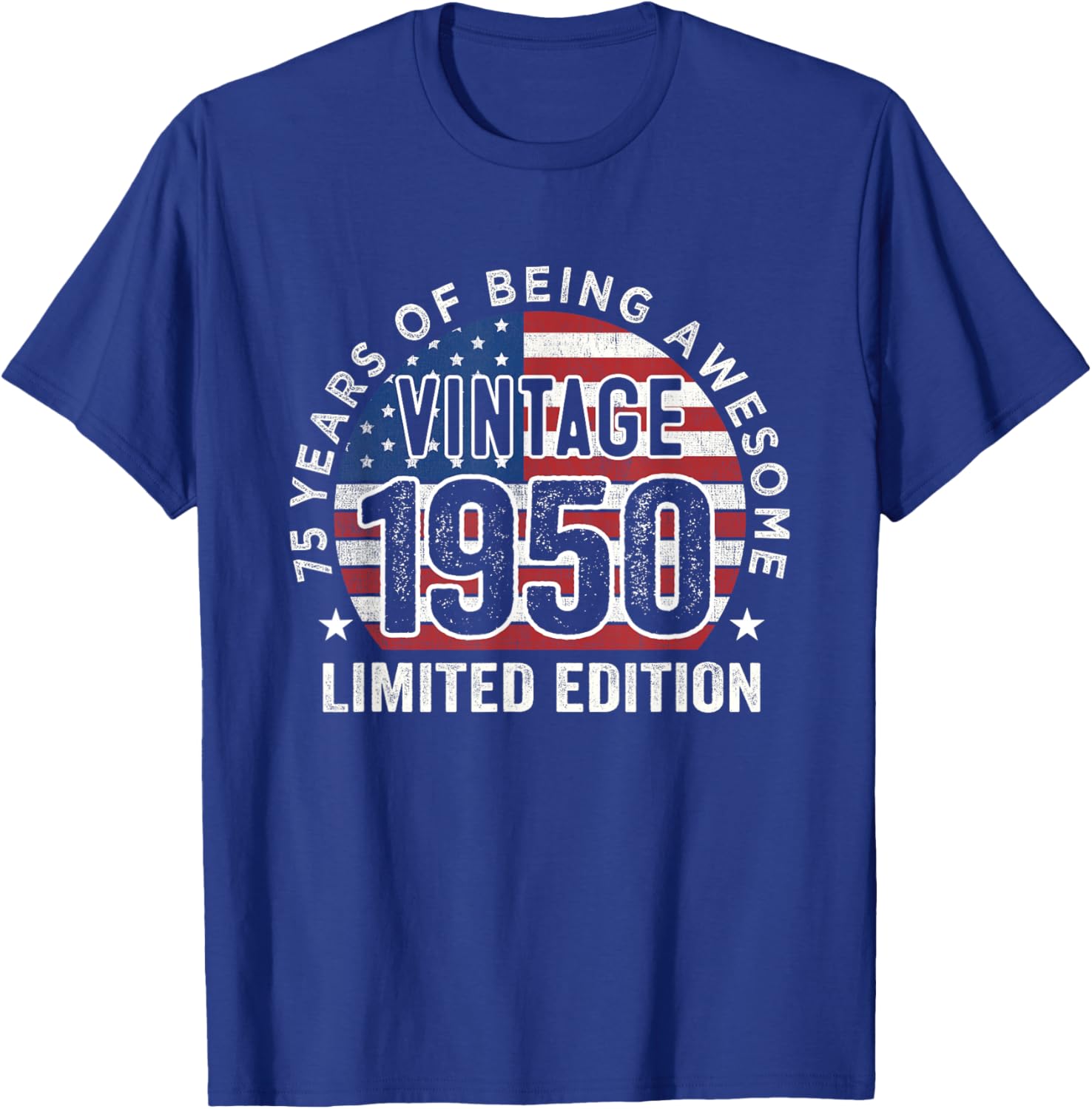 Vintage 1950s 75th Birthday Gift T-Shirt for Men with USA Flag Design - 1