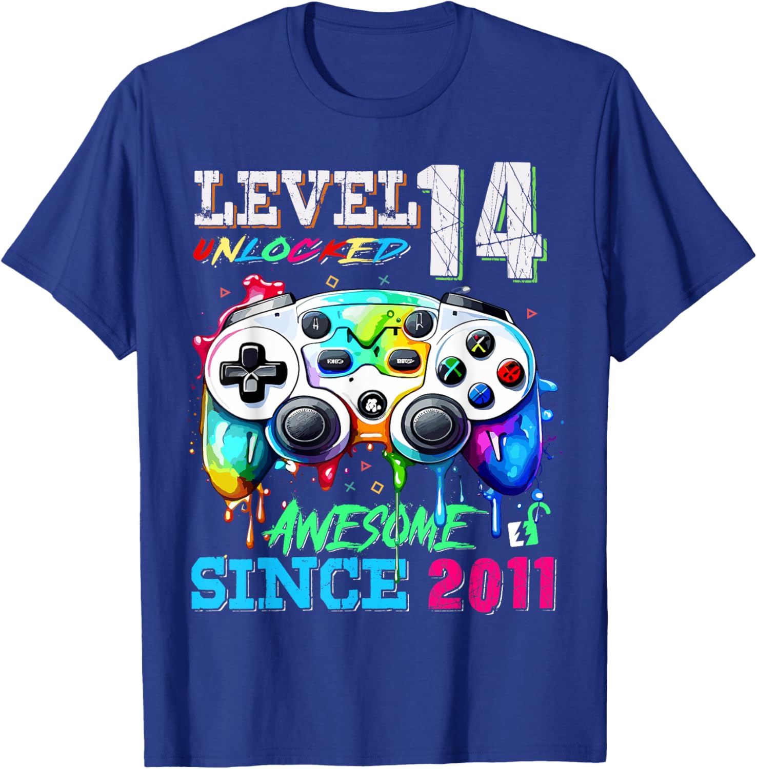 14th Birthday Boy T-Shirt Level 14 Unlocked Awesome Since 2011 - 8