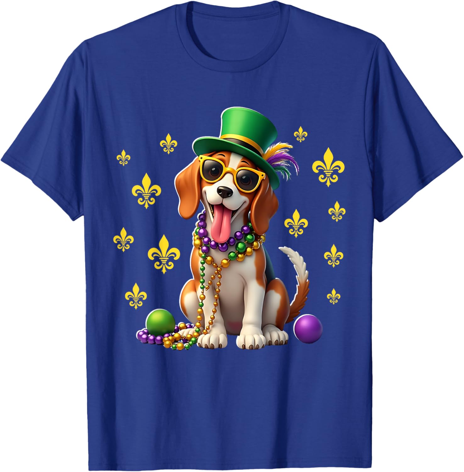 Beagle Mardi Gras Costume T-Shirt for Carnival Fun and Festivities - 7
