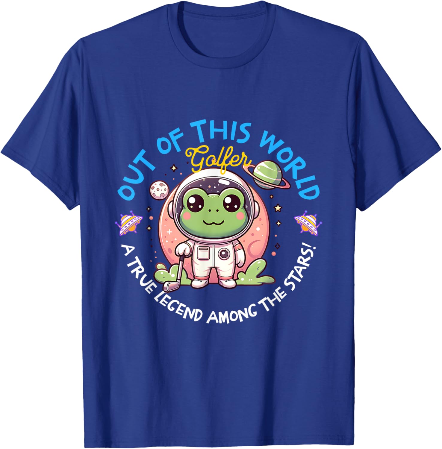Out Of This World Golfer Frog Astronaut T-Shirt for Fun Golf Lovers - 15