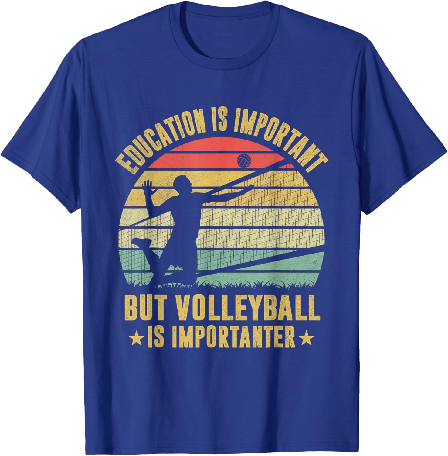 Retro Volleyball T-Shirt Education Is Important But Volleyball Is Importanter - 1