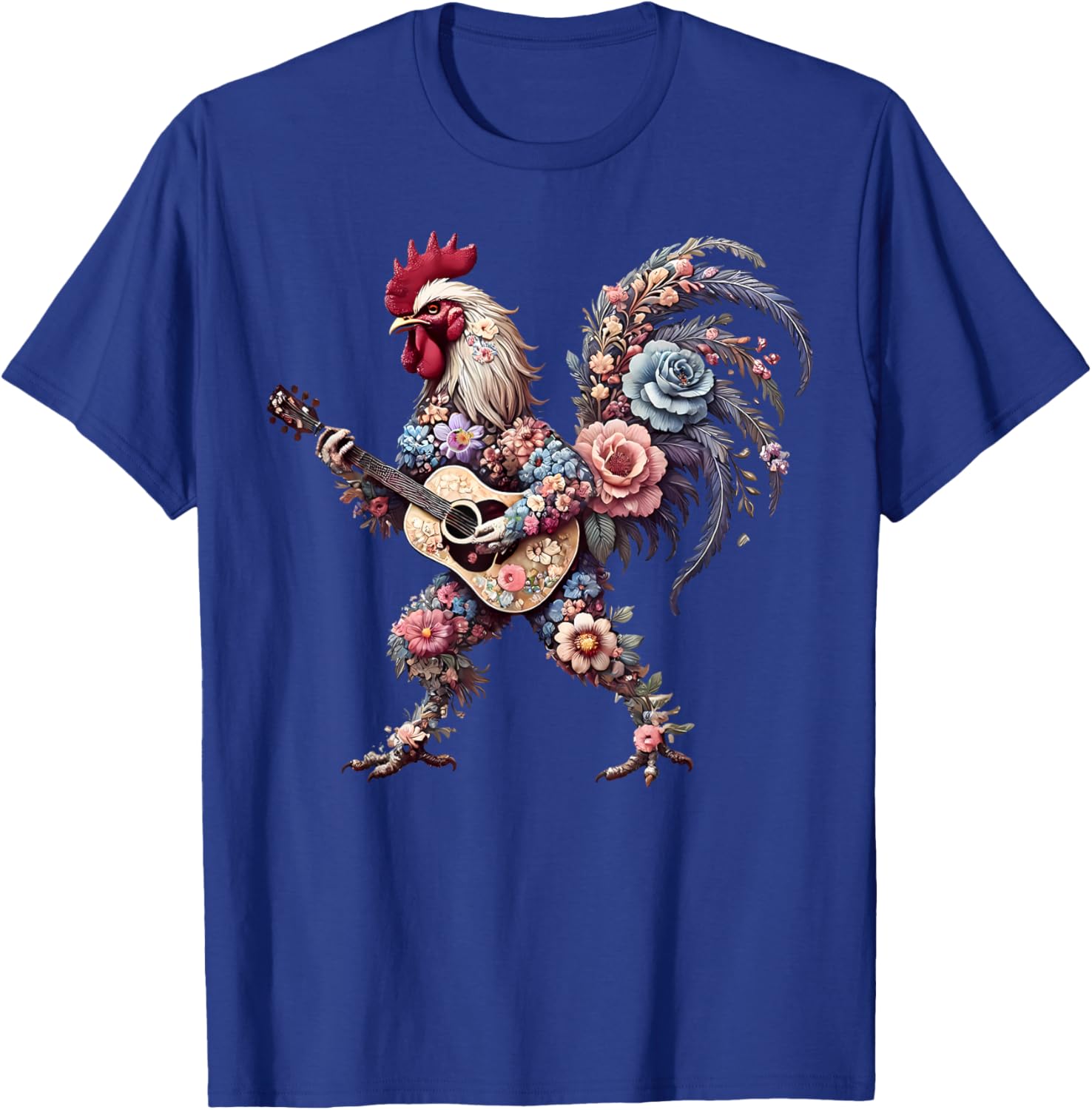 Funny Floral Rooster Guitarist T-Shirt Perfect for Music Lovers - 10