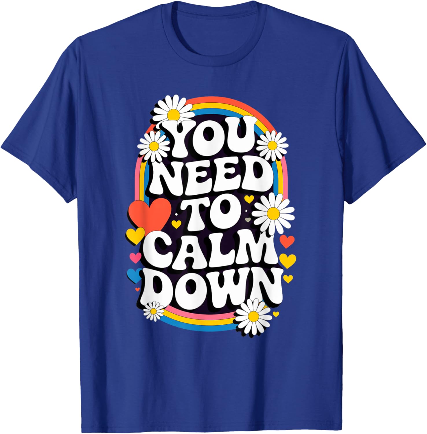 Groovy Rainbow Daisy T-Shirt for Calm Vibes and Fun Gifts - 16