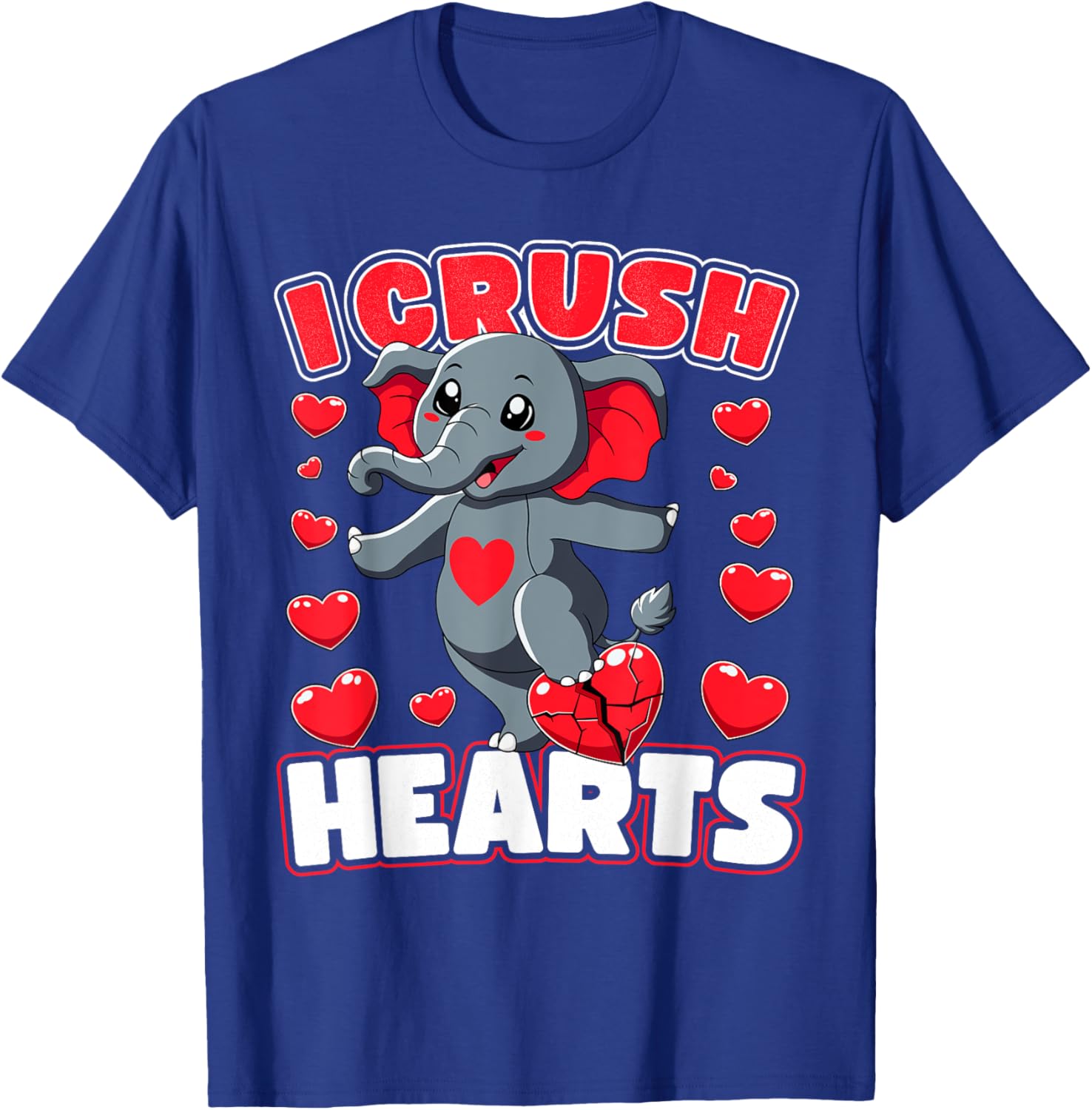 I Crush Hearts Elephant Valentine's Day T-Shirt for Boys and Toddlers - 24