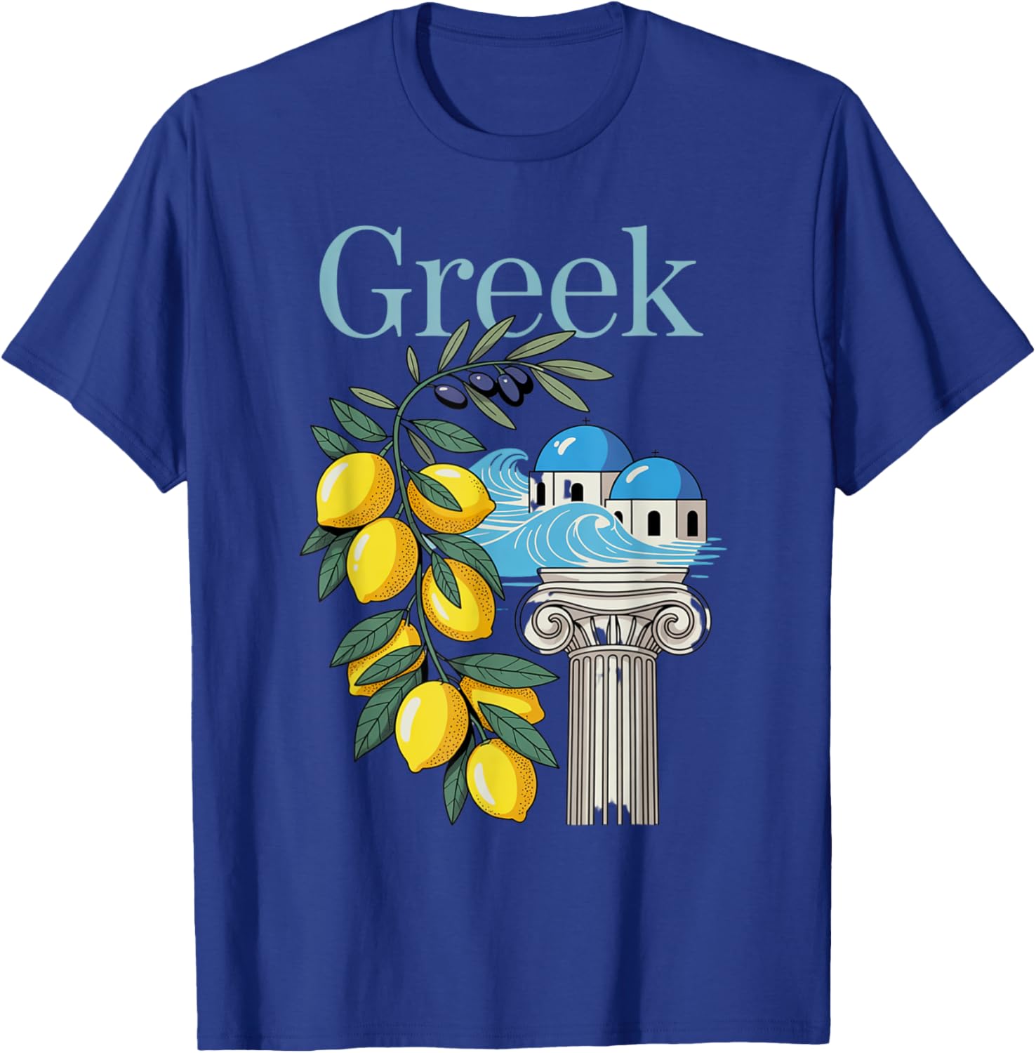 Greek Culture T-Shirt Featuring Lemons and Iconic Architecture Souvenir - 7