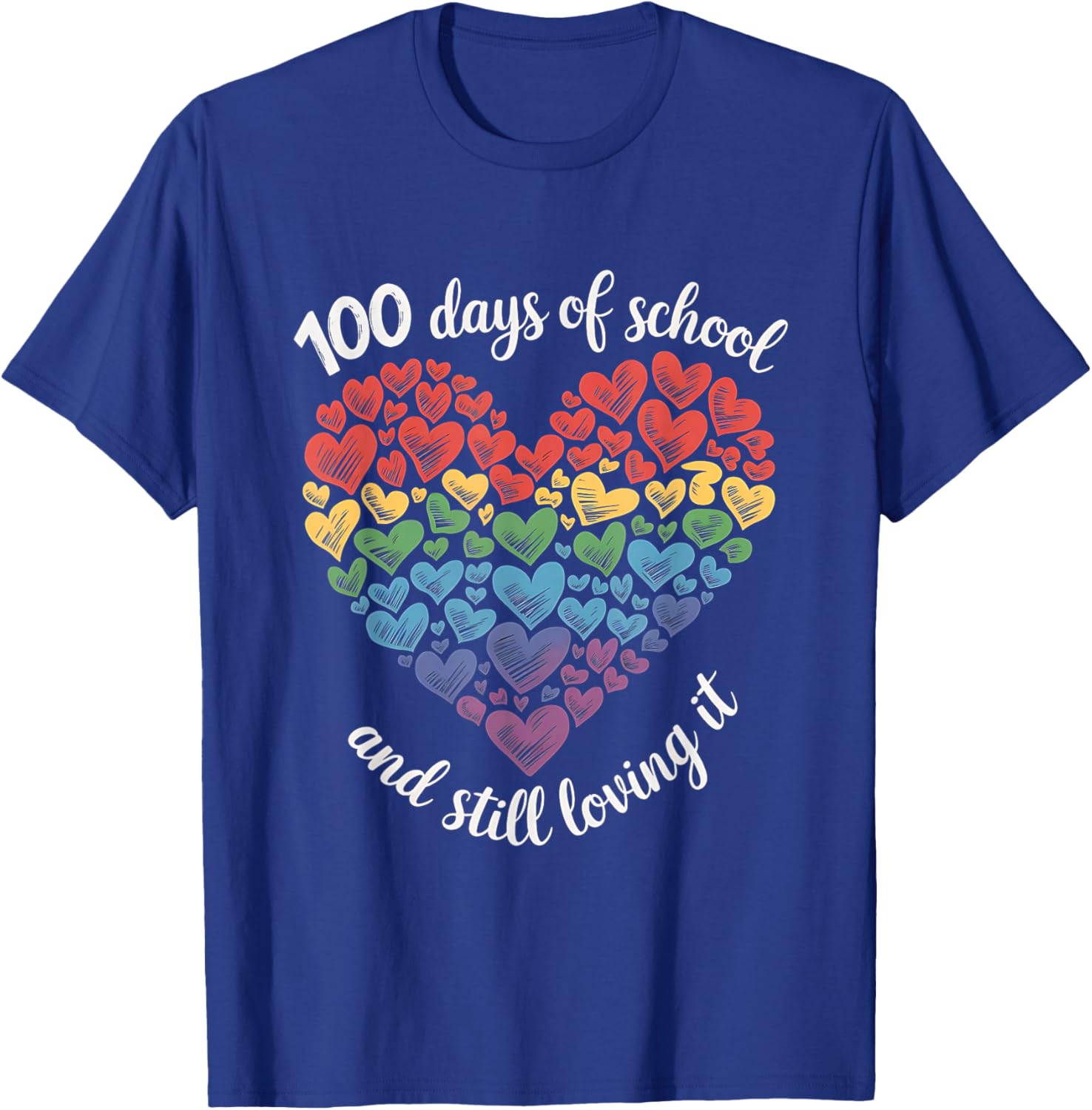 100th Day of School Rainbow Hearts T-Shirt for Kids and Teachers - 9