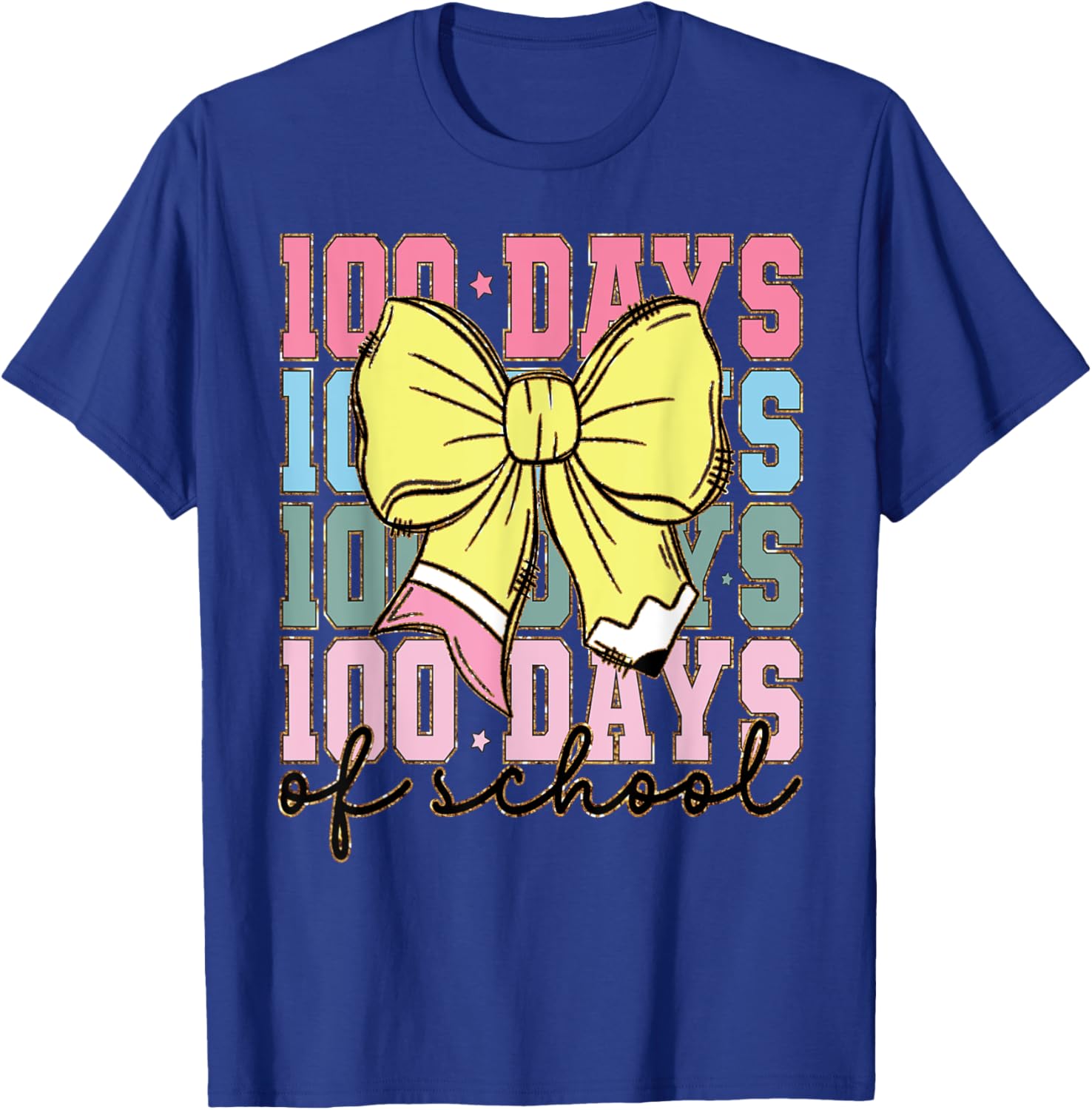 Cute 100 Days of School Coquette Bow T-Shirt for Girls - 22