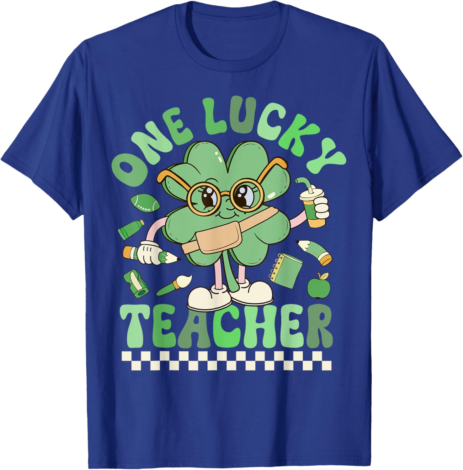 One Lucky Teacher Groovy Shamrock St Patricks Day T-Shirt for Fun Celebrations - 15