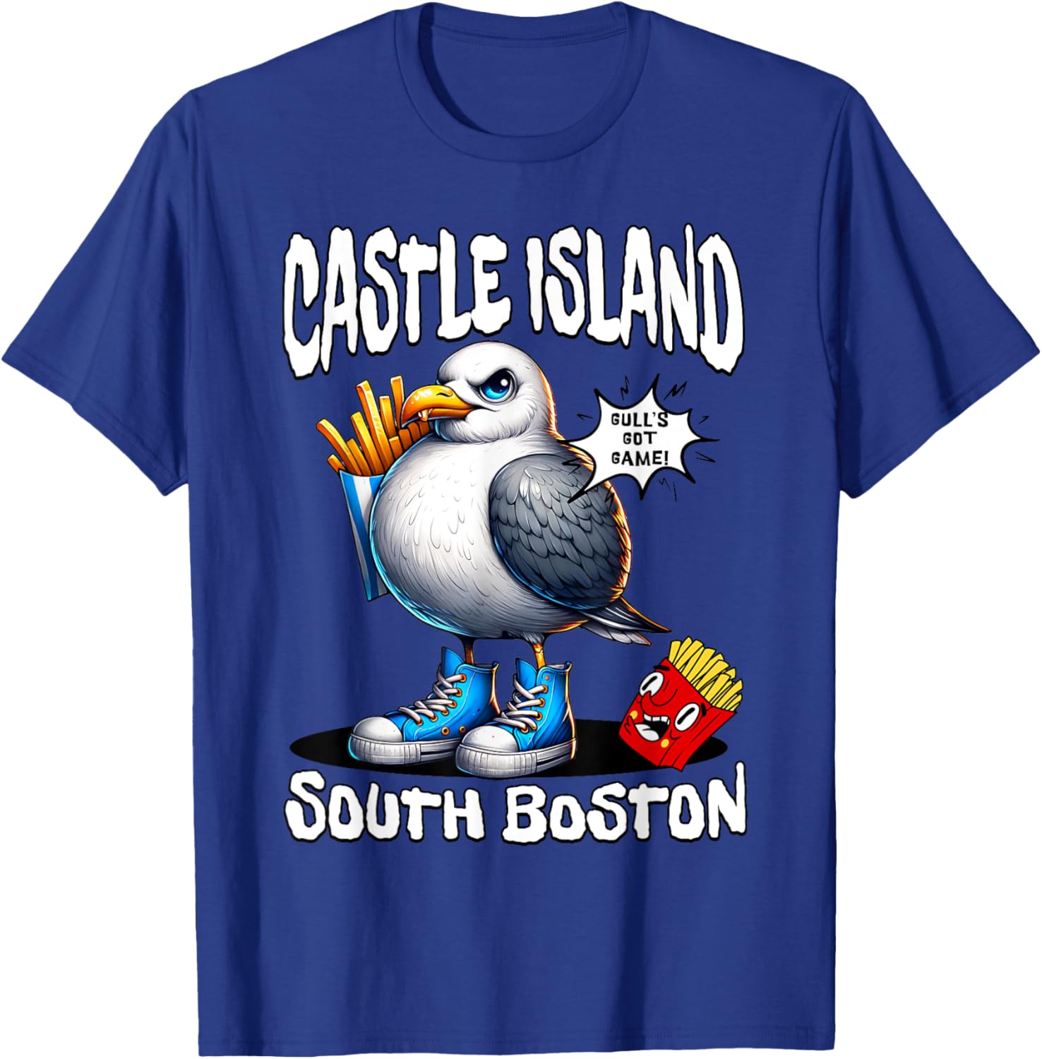 Funny Castle Island Seagull French Fries T-Shirt for Food Lovers - 19