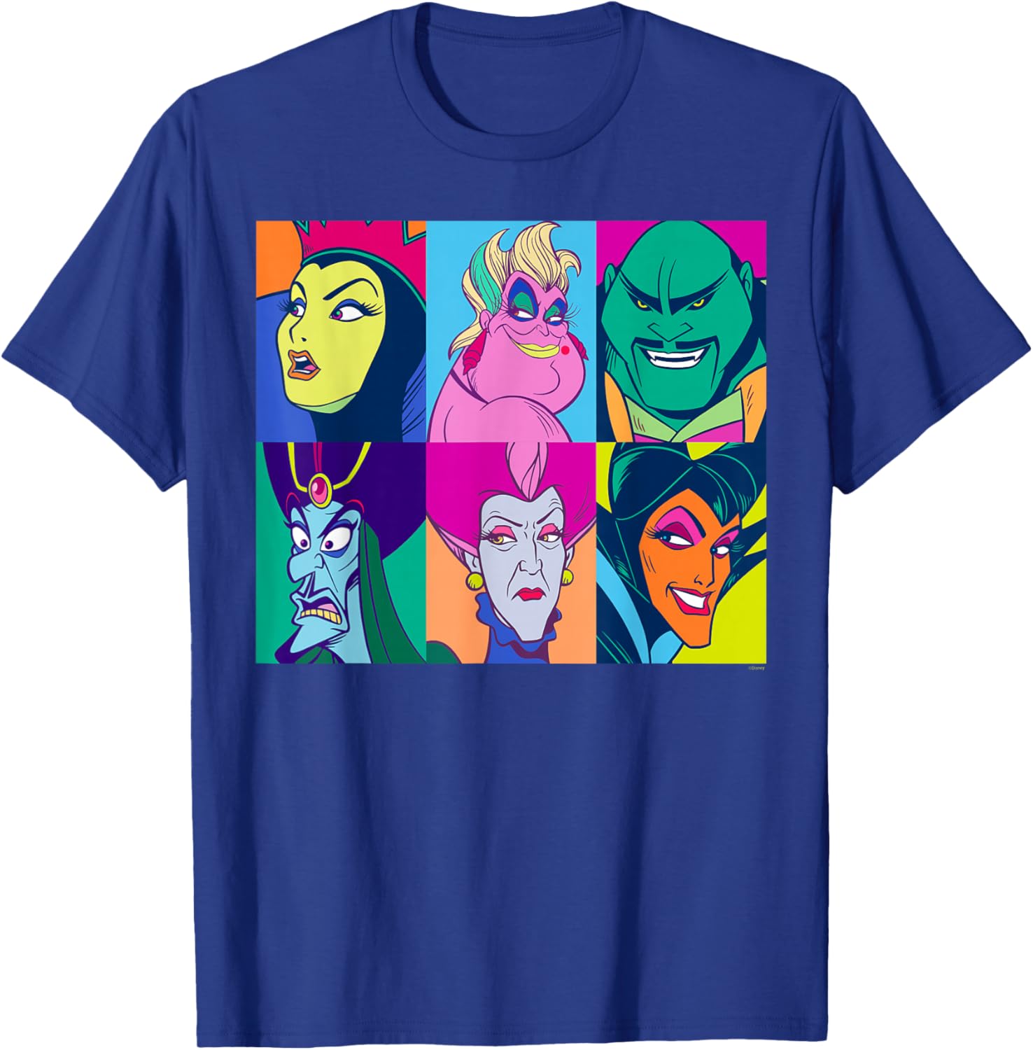 Disney Villains Retro Color Grid T-Shirt for Fans of Classic Characters - 7