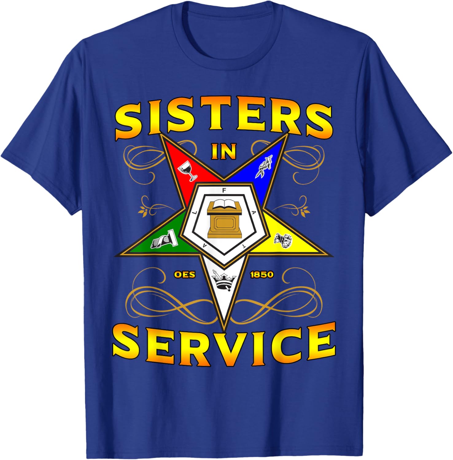 Sisters in Service OES 1850 Order of the Eastern Star T-Shirt for Women - 3