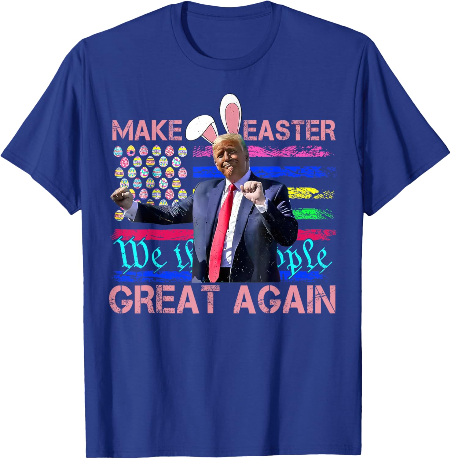 Funny Trump Dancing Easter T-Shirt with USA Flag for Holiday Fun - 2