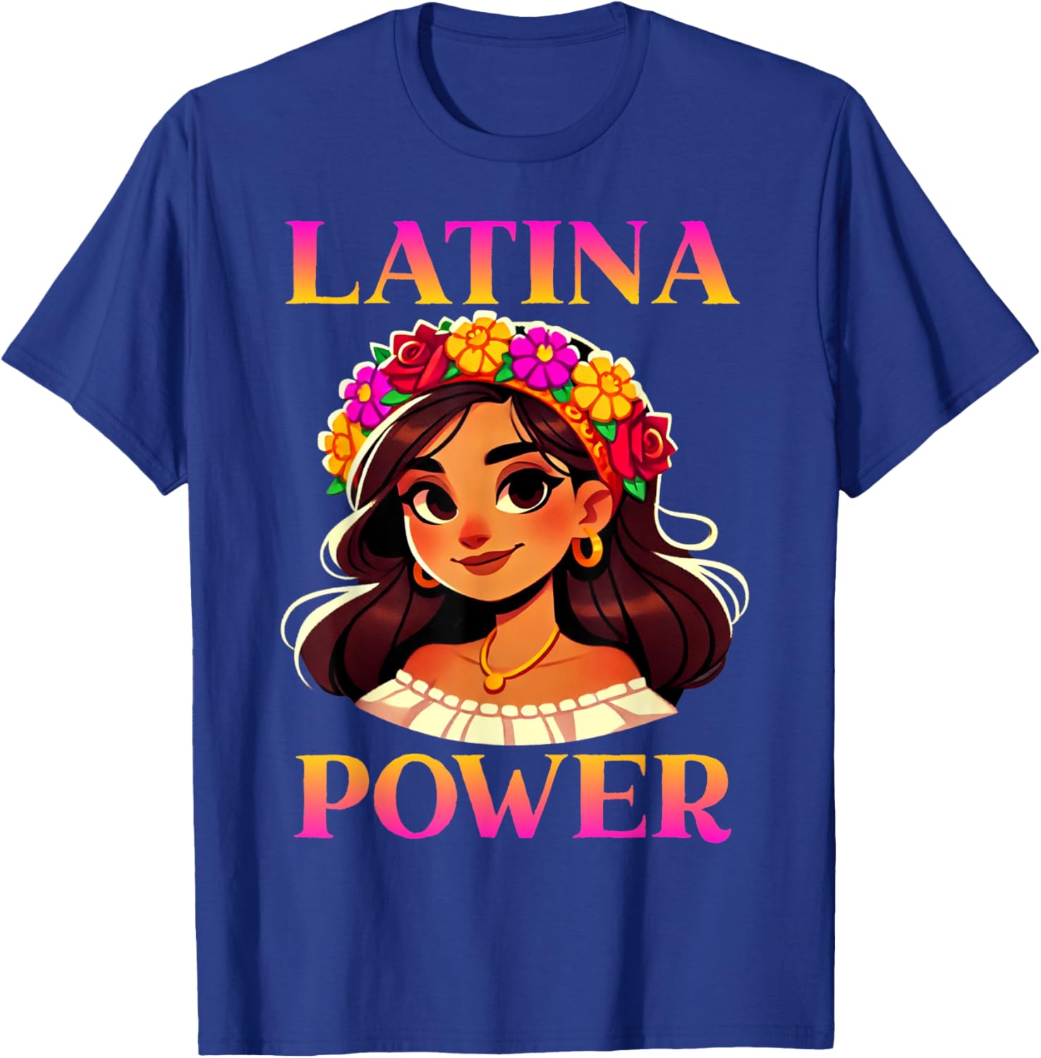 Latina Power Floral Headband T-Shirt for Proud Mexican Women - 10