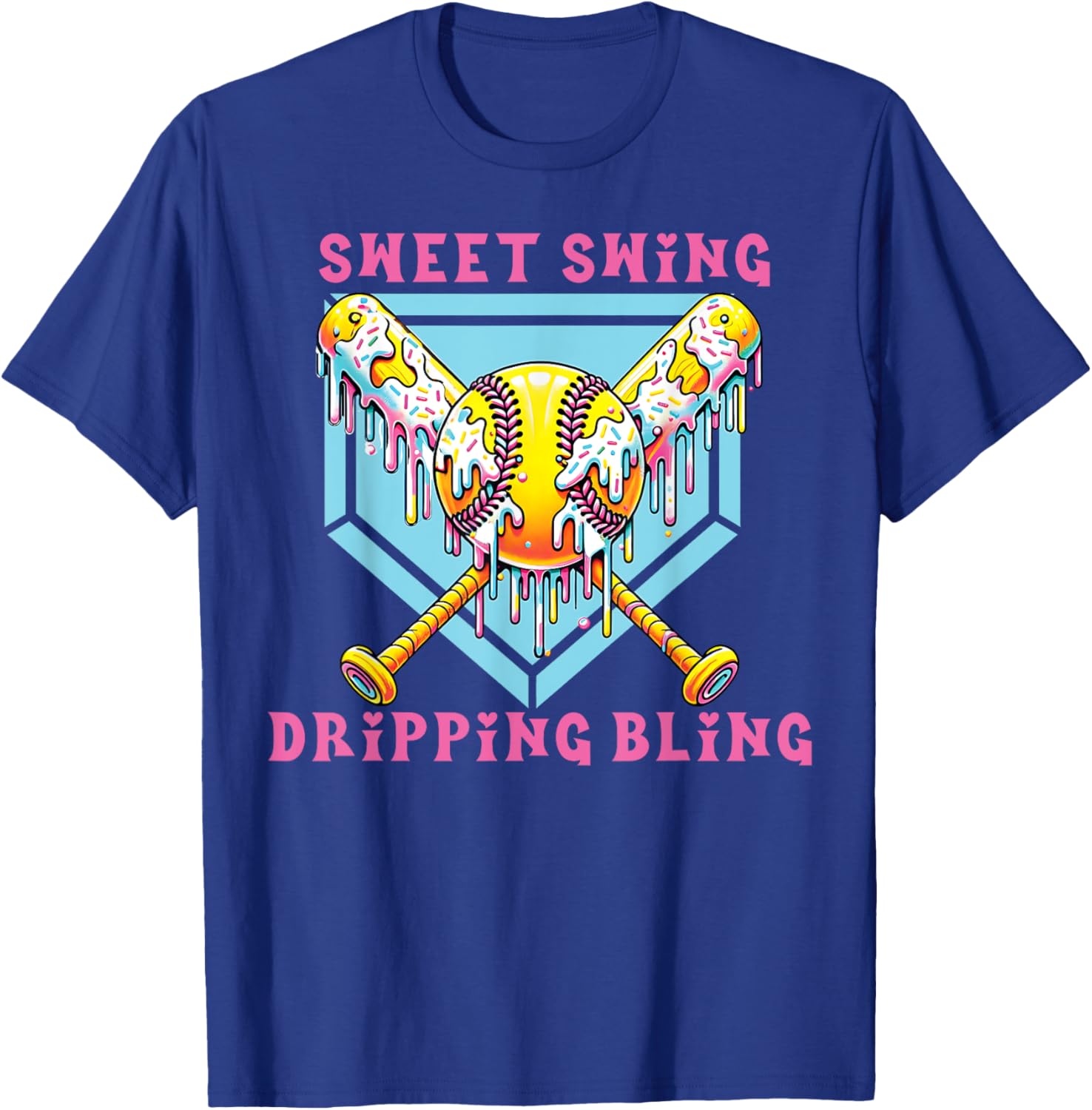 Sweet Swing Dripping Bling Softball Ice Cream Tee for Fun Play Days - 6