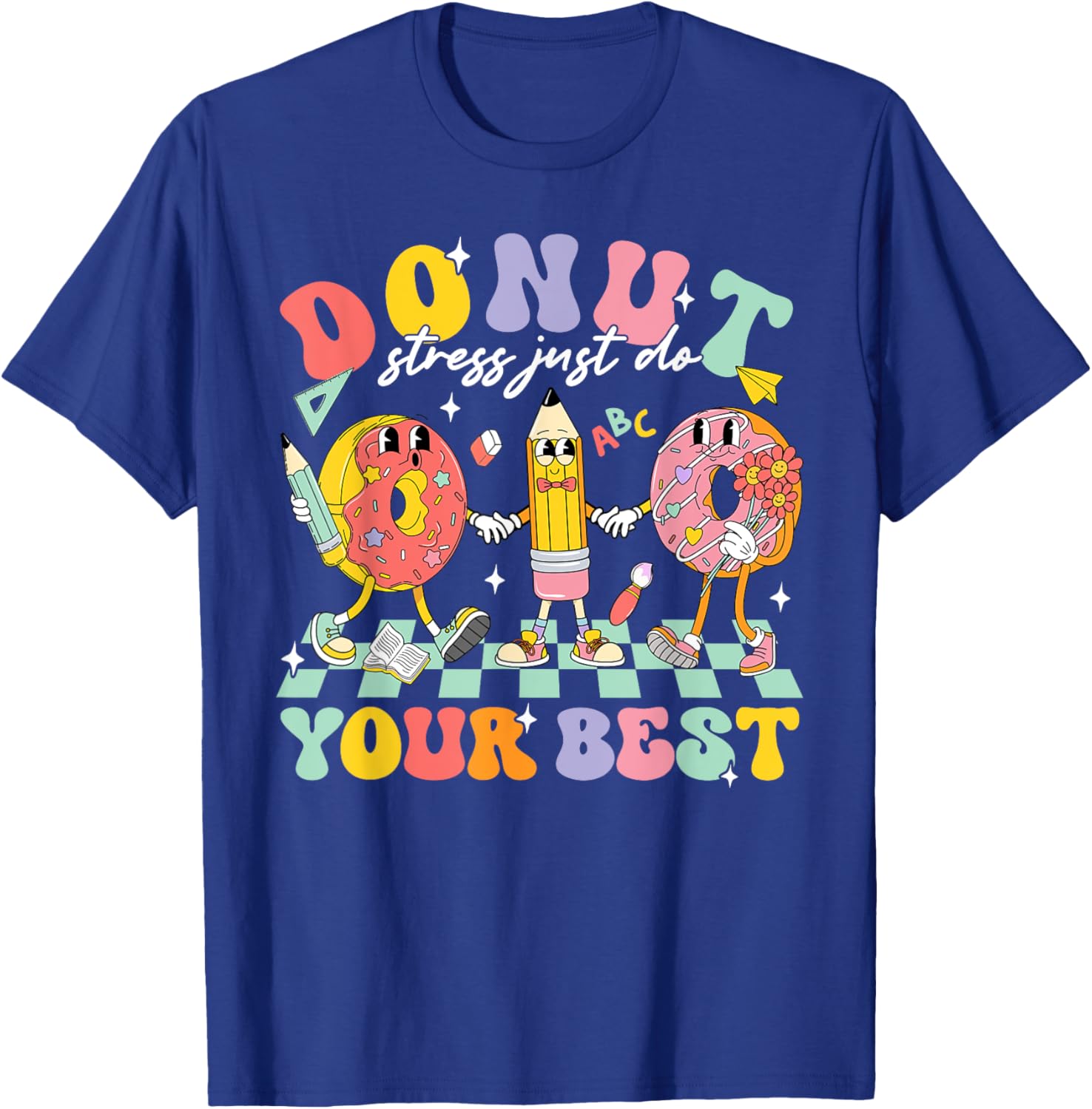 Groovy Donut Stress Test Day T-Shirt for Kids and Teachers Fun Style - 7