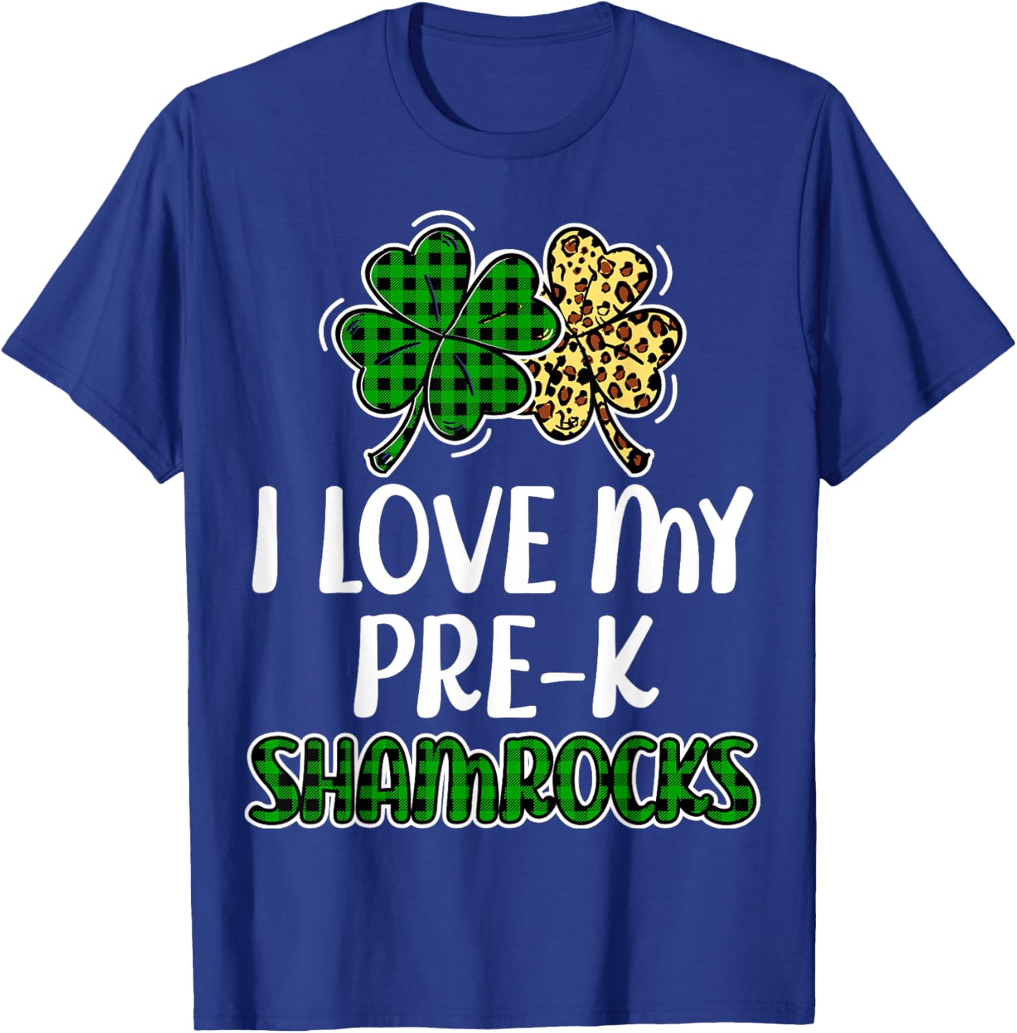 I Love My Pre-K Shamrocks Buffalo Plaid St Patricks Day T-Shirt - 13
