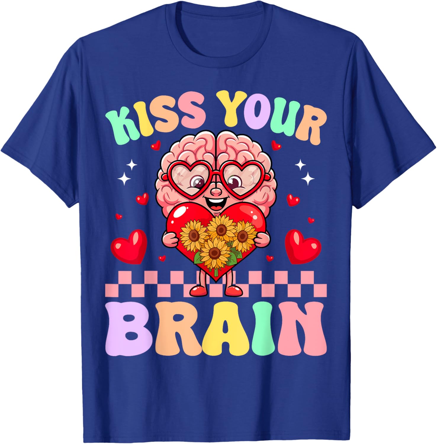 Funny Teacher Valentine's Day T-Shirt - Kiss Your Brain Gift for Educators - 4