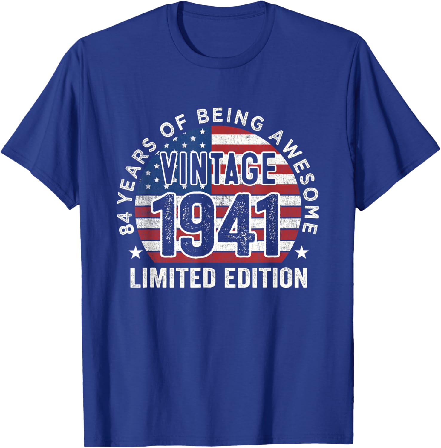 Vintage 1941 84th Birthday T-Shirt for Men with USA Flag Design - 10