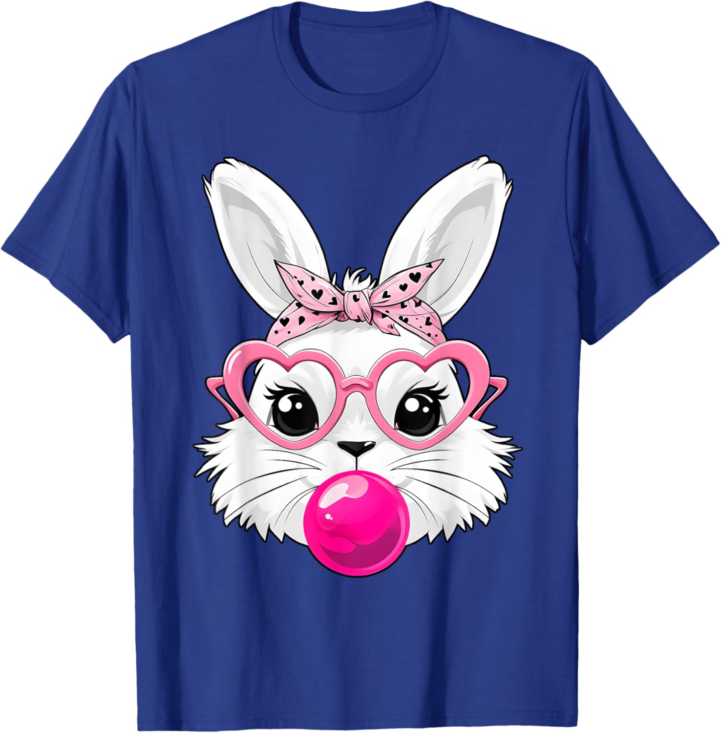 Cute Bunny Face T-Shirt with Heart Glasses for Easter Day Fun - 4