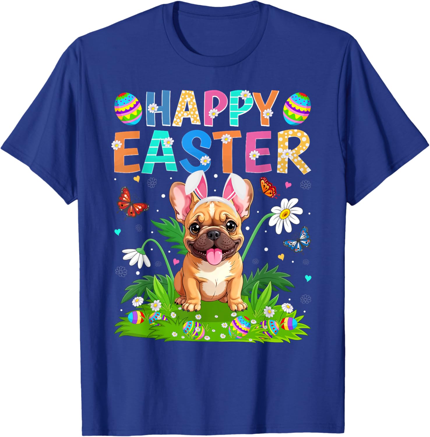 Happy Easter French Bulldog Bunny Ear Egg Hunt T-Shirt for Pet Lovers - 23
