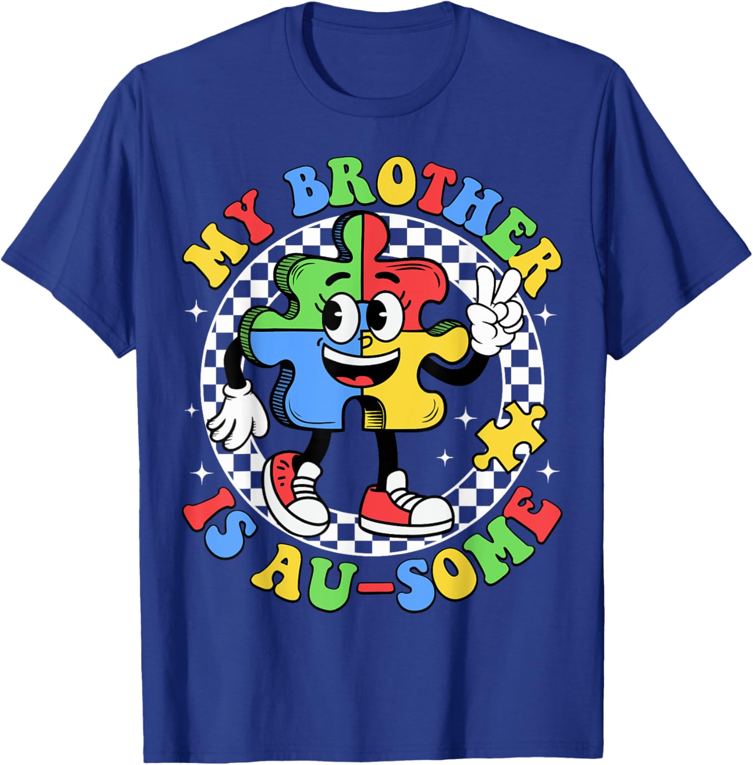 Retro Awesome Sister T-Shirt for Autism Awareness, Fun and Stylish Design - 16