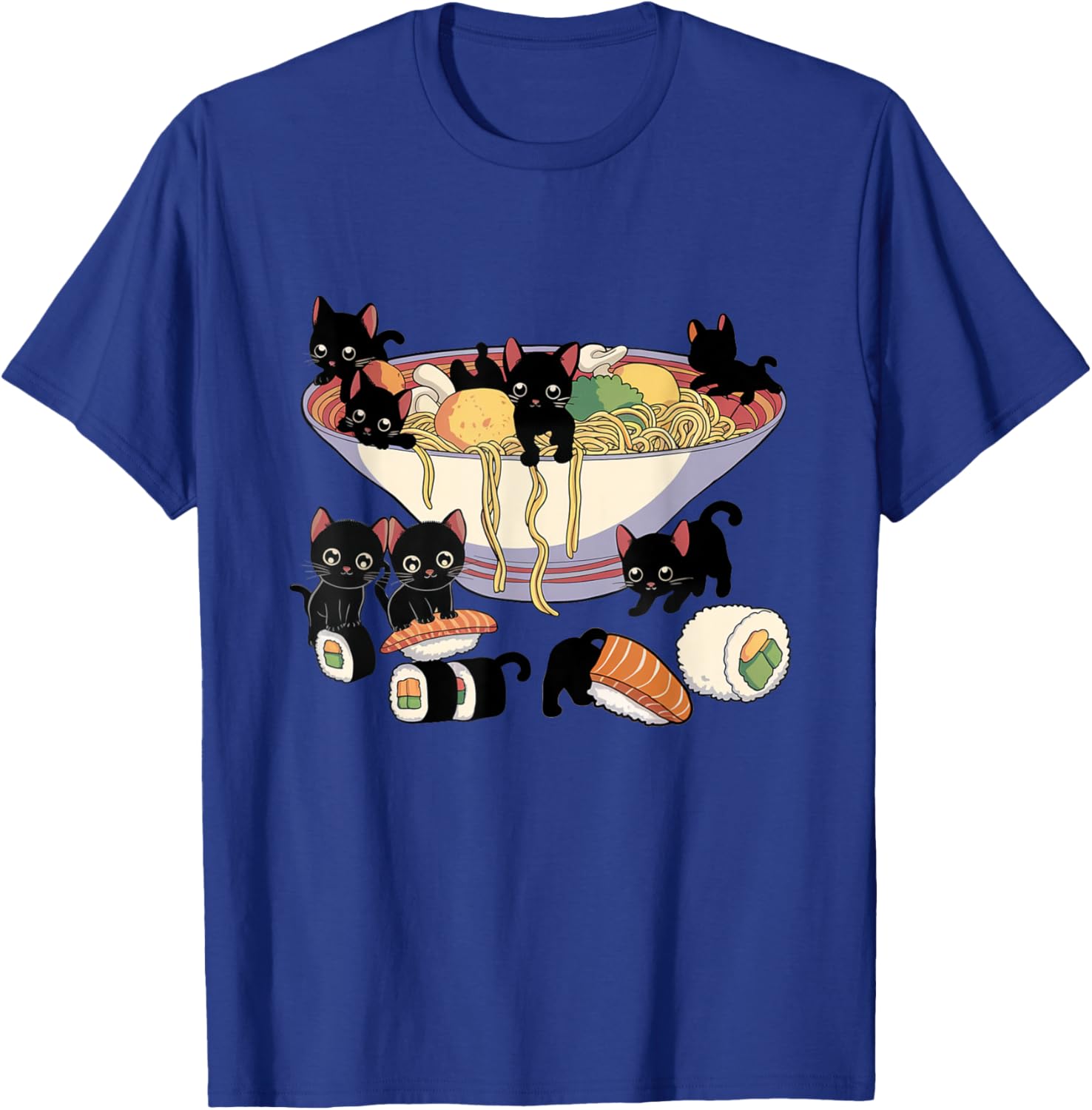 Cute Cat Ramen Sushi T-Shirt for Anime Lovers and Cat Enthusiasts - 2