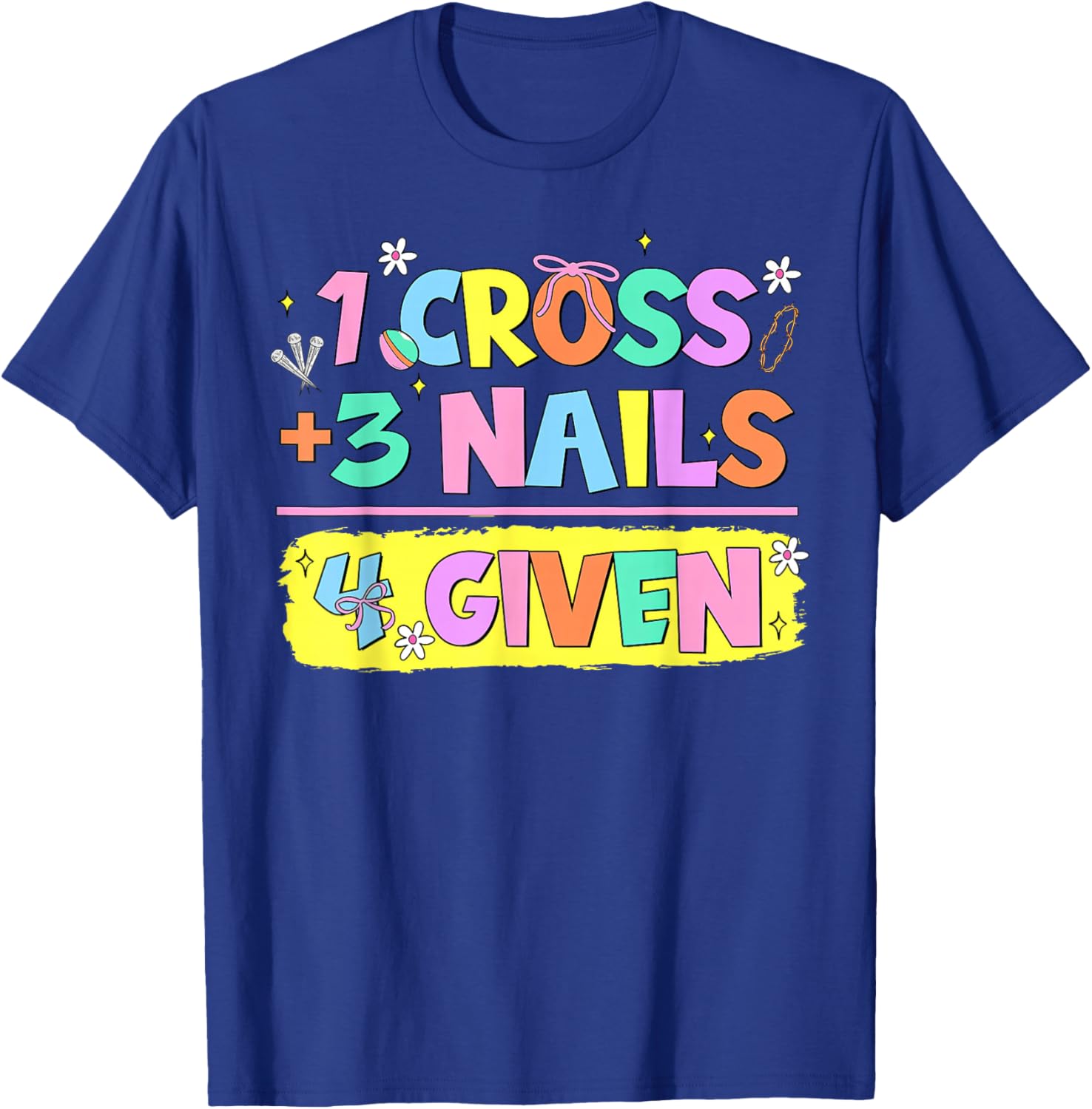 Happy Easter Christian T-Shirt with Cross and Nails Design for Believers - 5