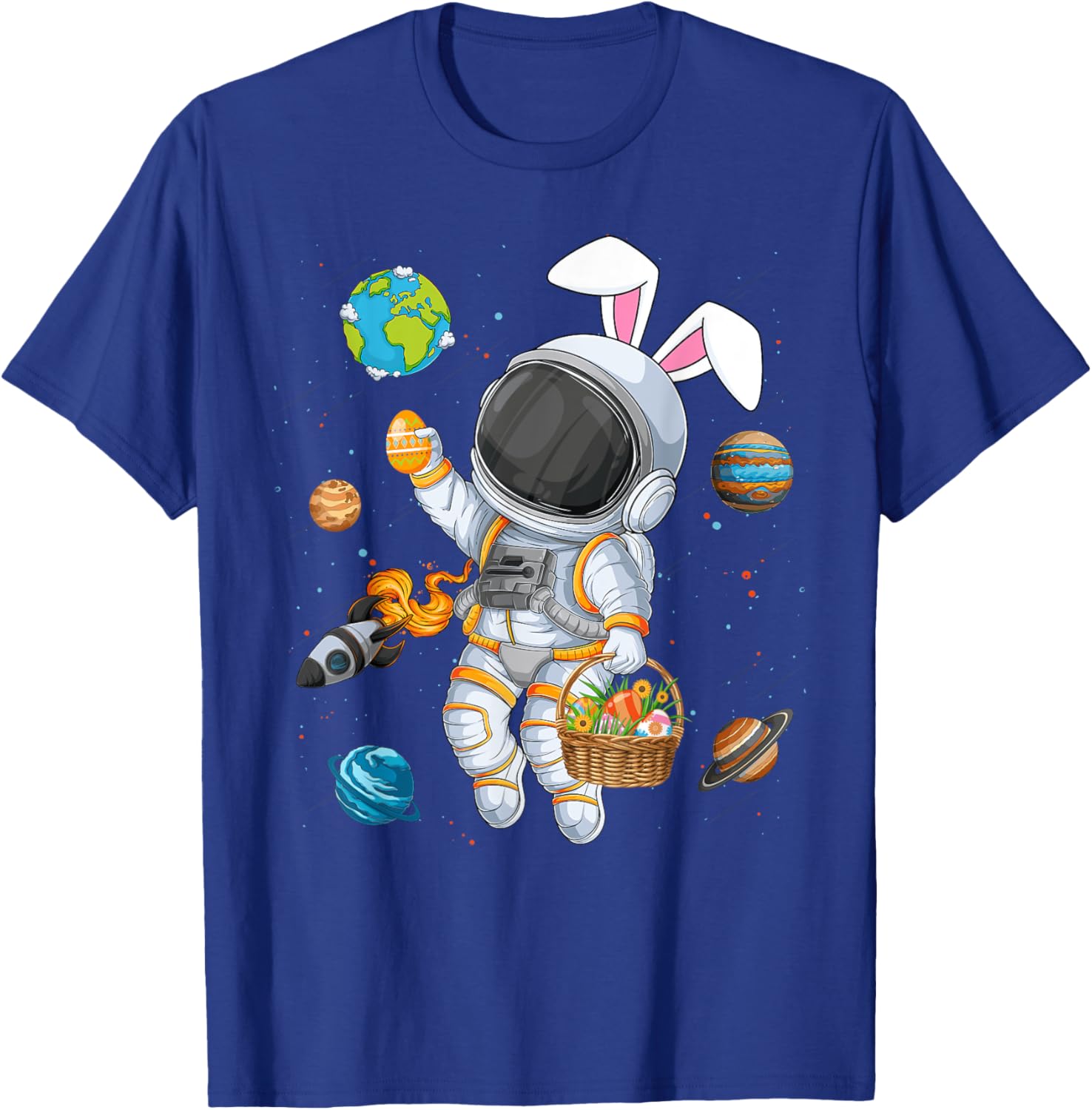 Funny Astronaut Bunny Ears Easter T-Shirt for Boys and Kids - 13