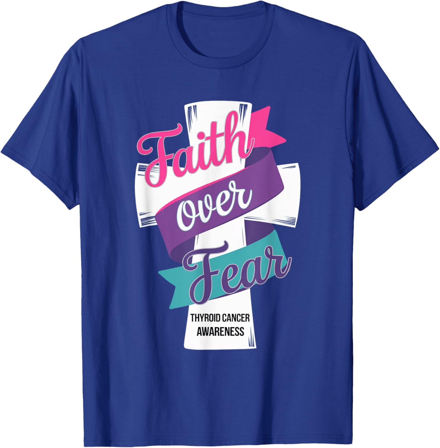 Faith Over Fear Thyroid Cancer Awareness T-Shirt for Hopeful Support - 21