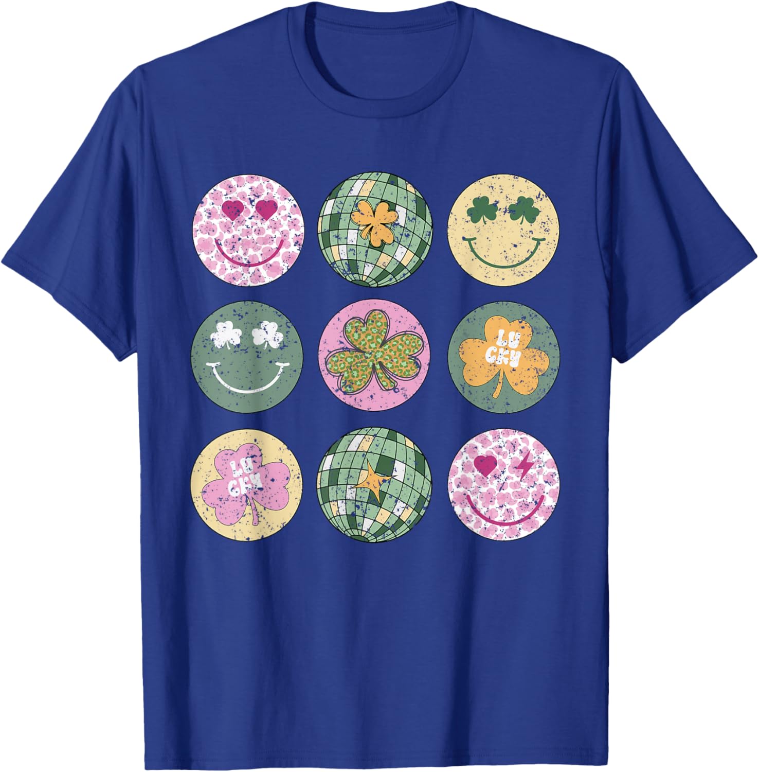 Shamrock Smile Face Disco Ball T-Shirt for Retro St Patricks Day Fun - 11