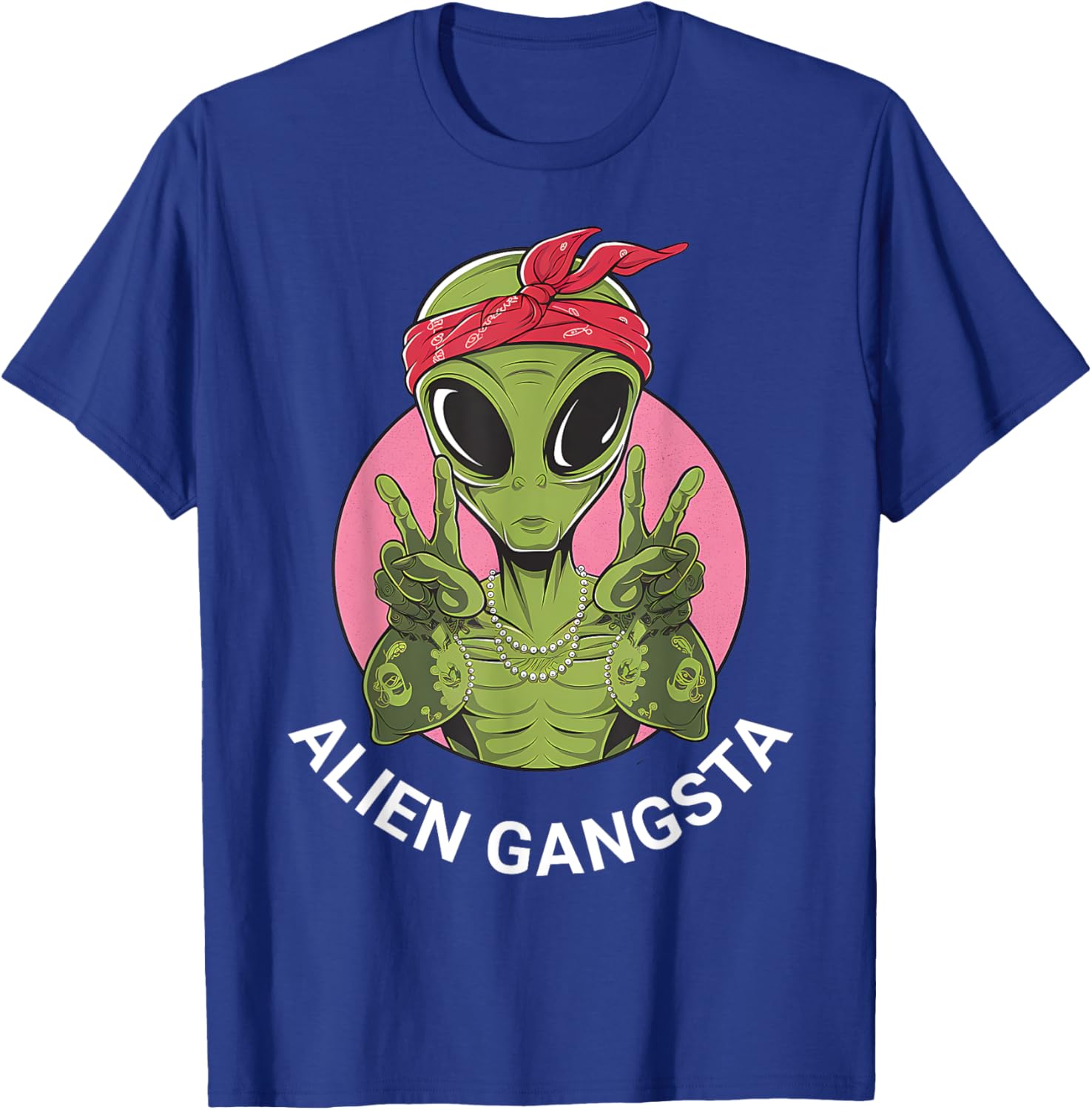 Funny Alien Gangsta T-Shirt for UFO Lovers - Men, Women, Kids Apparel - 7