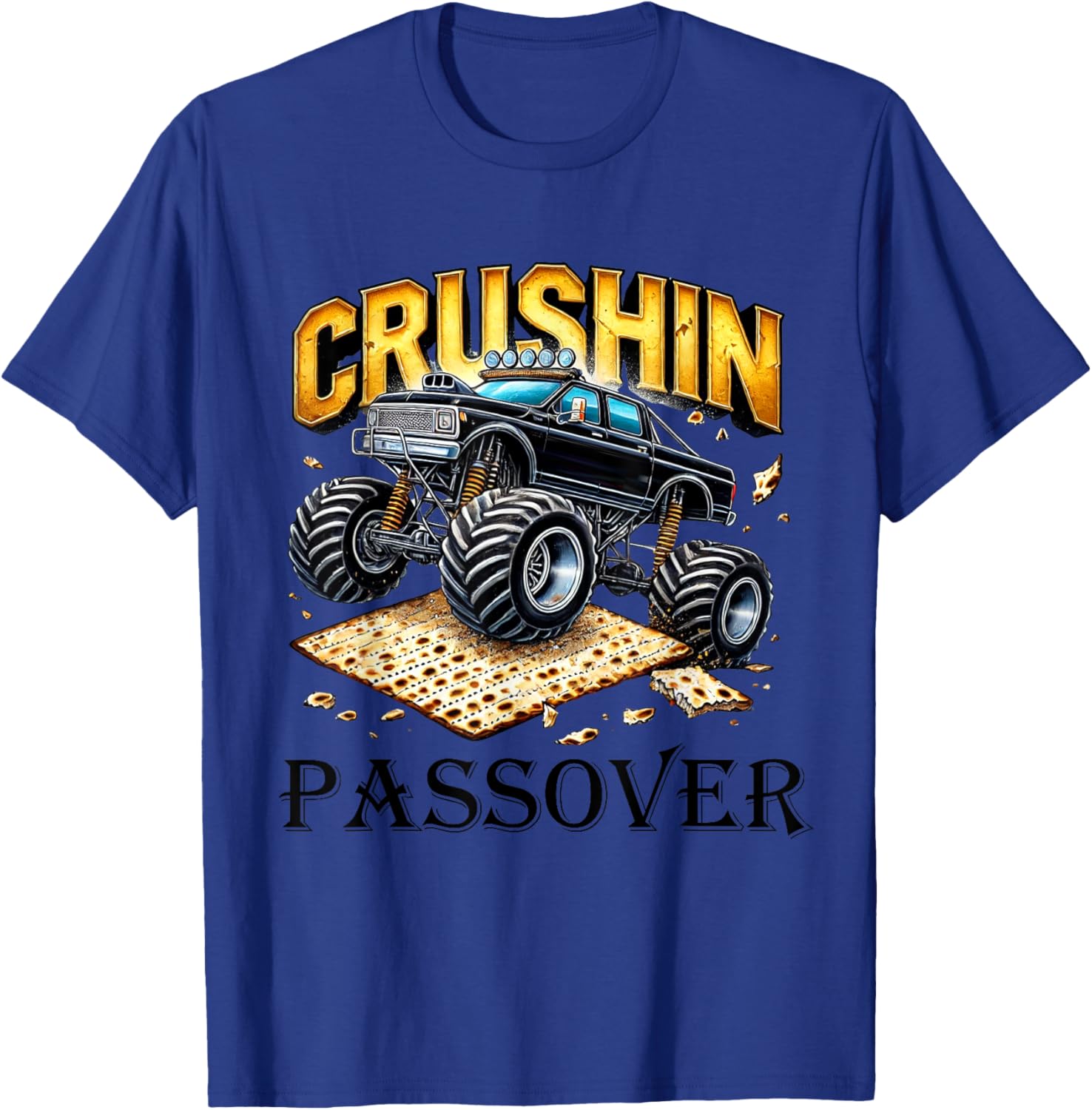 Funny Crushin' Passover Monster Truck Matzah T-Shirt for Celebrations - 19