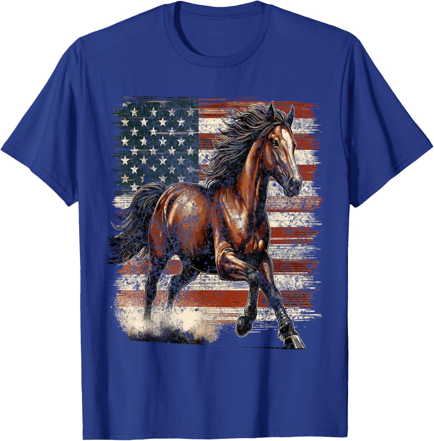 Patriotic Horse American Flag T-Shirt Perfect for 4th of July Celebrations - 3