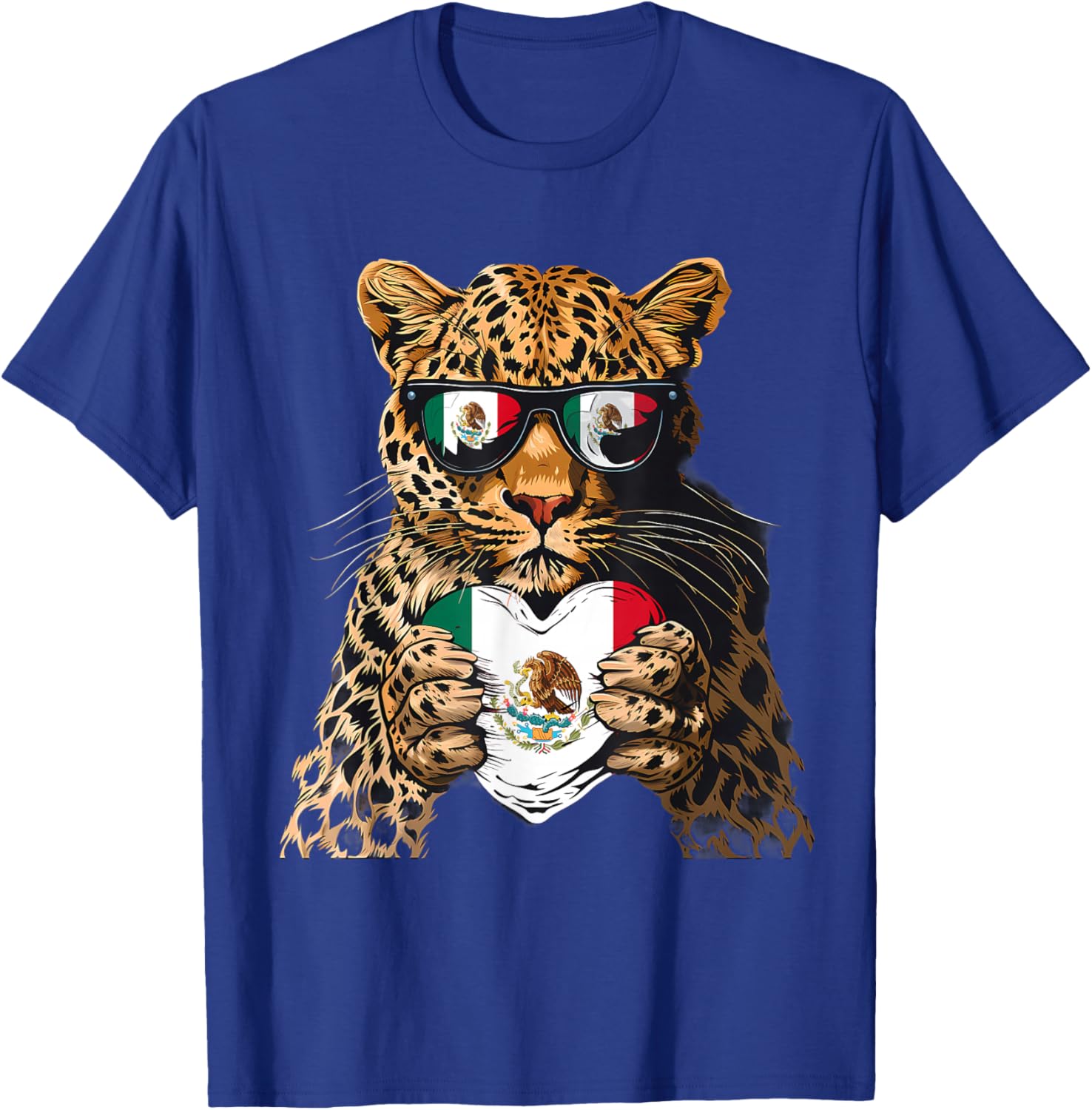Mexico Flag Heart Leopard Sunglasses T-Shirt for Proud Mexican Roots - 15