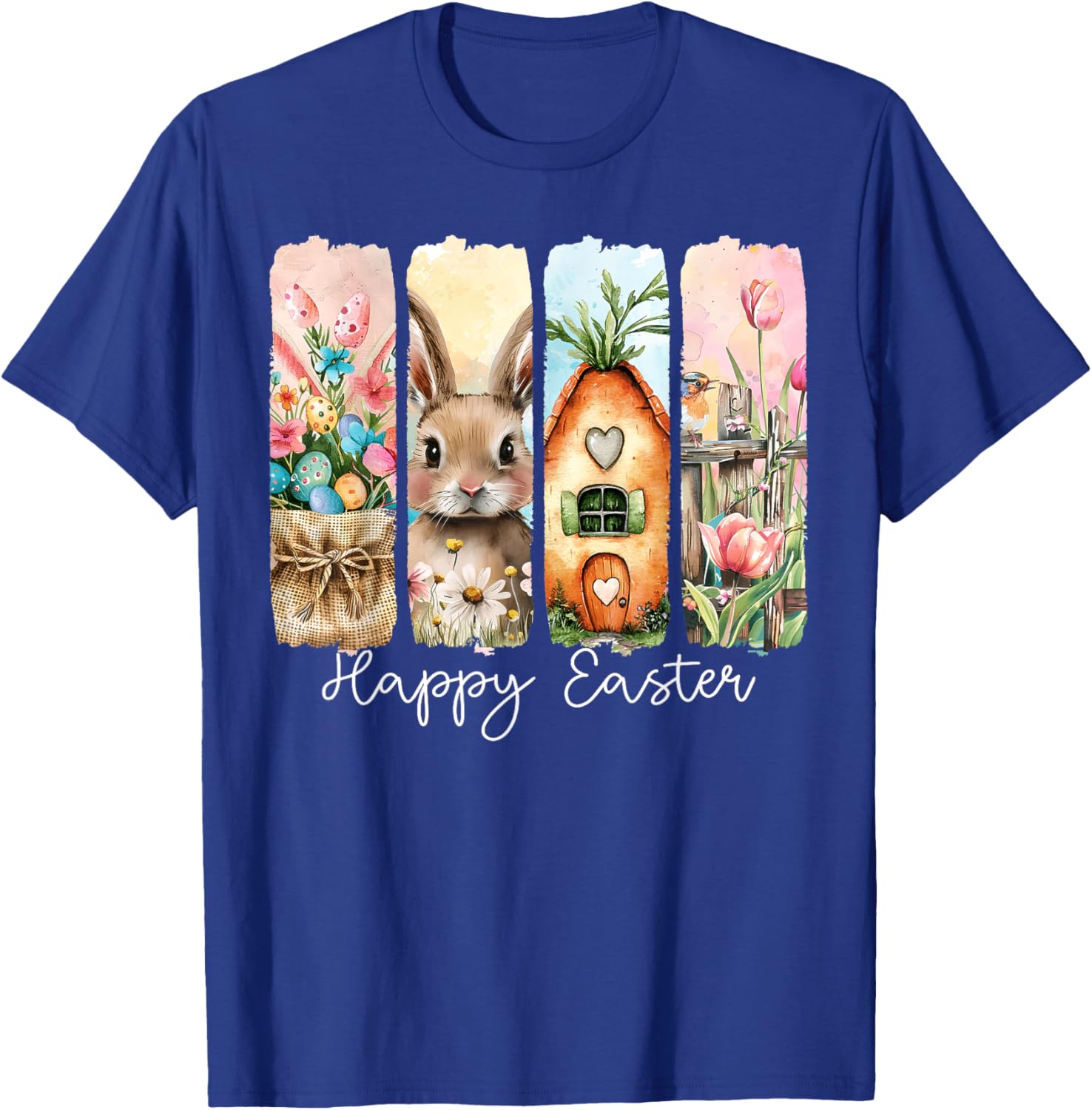 Happy Easter Bunny Chick Eggs Floral T-Shirt for Cute Spring Style - 9