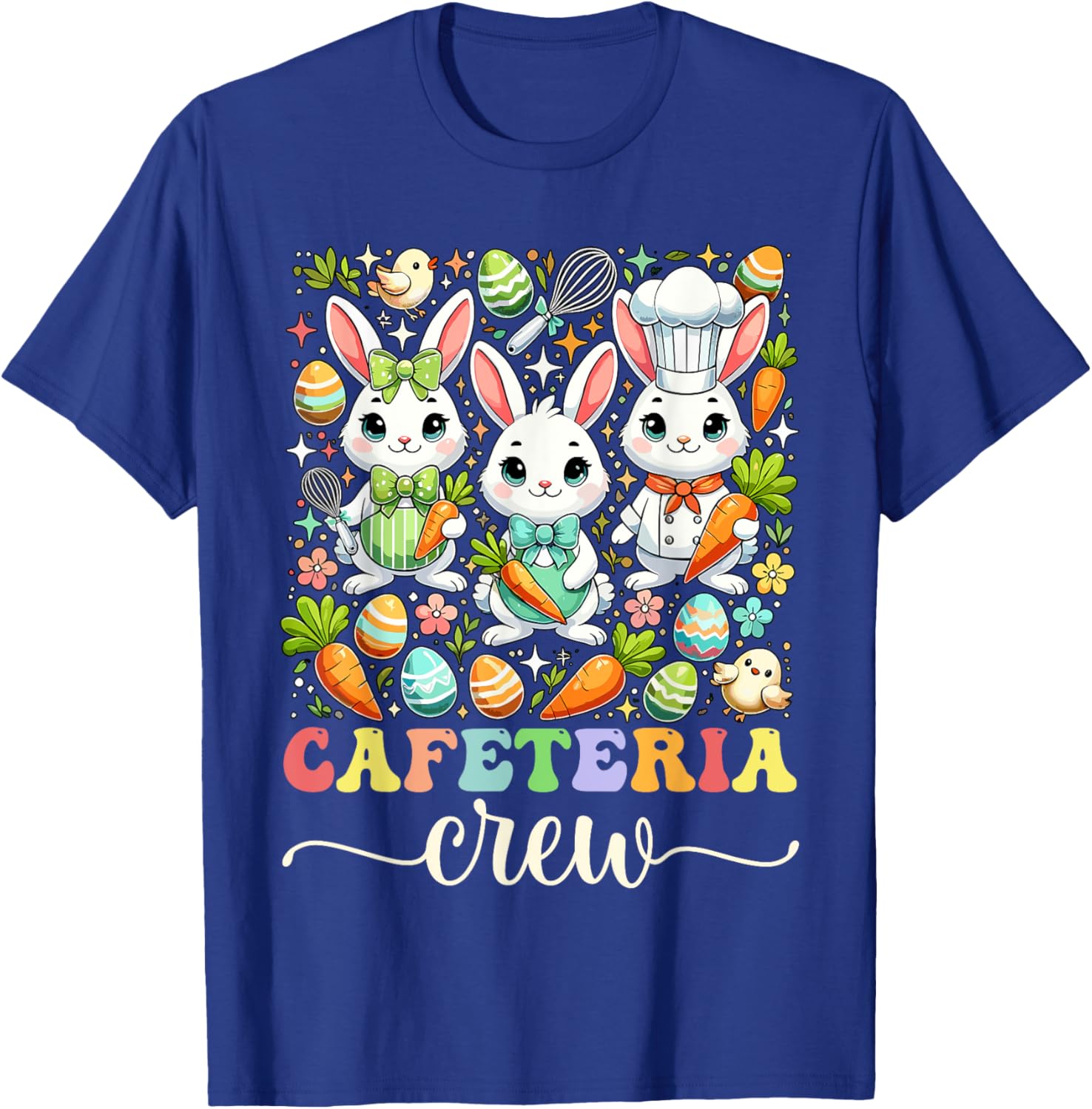Groovy Cafeteria Crew Easter Bunny T-Shirt for School Workers - 5