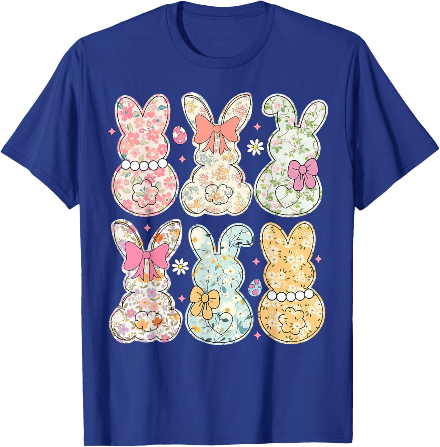 Coquette Bow Easter Bunny Retro Boho Flower T-Shirt for Women and Girls - 12