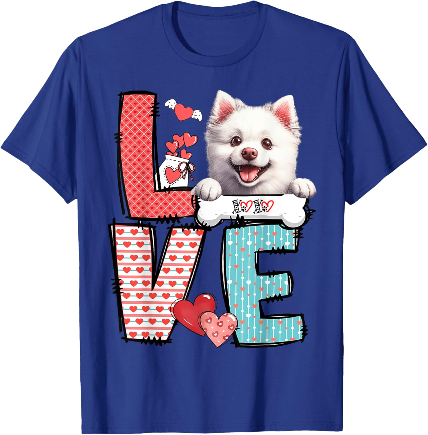 Love American Eskimo Dog Valentine's Day T-Shirt for Dog Lovers - 13