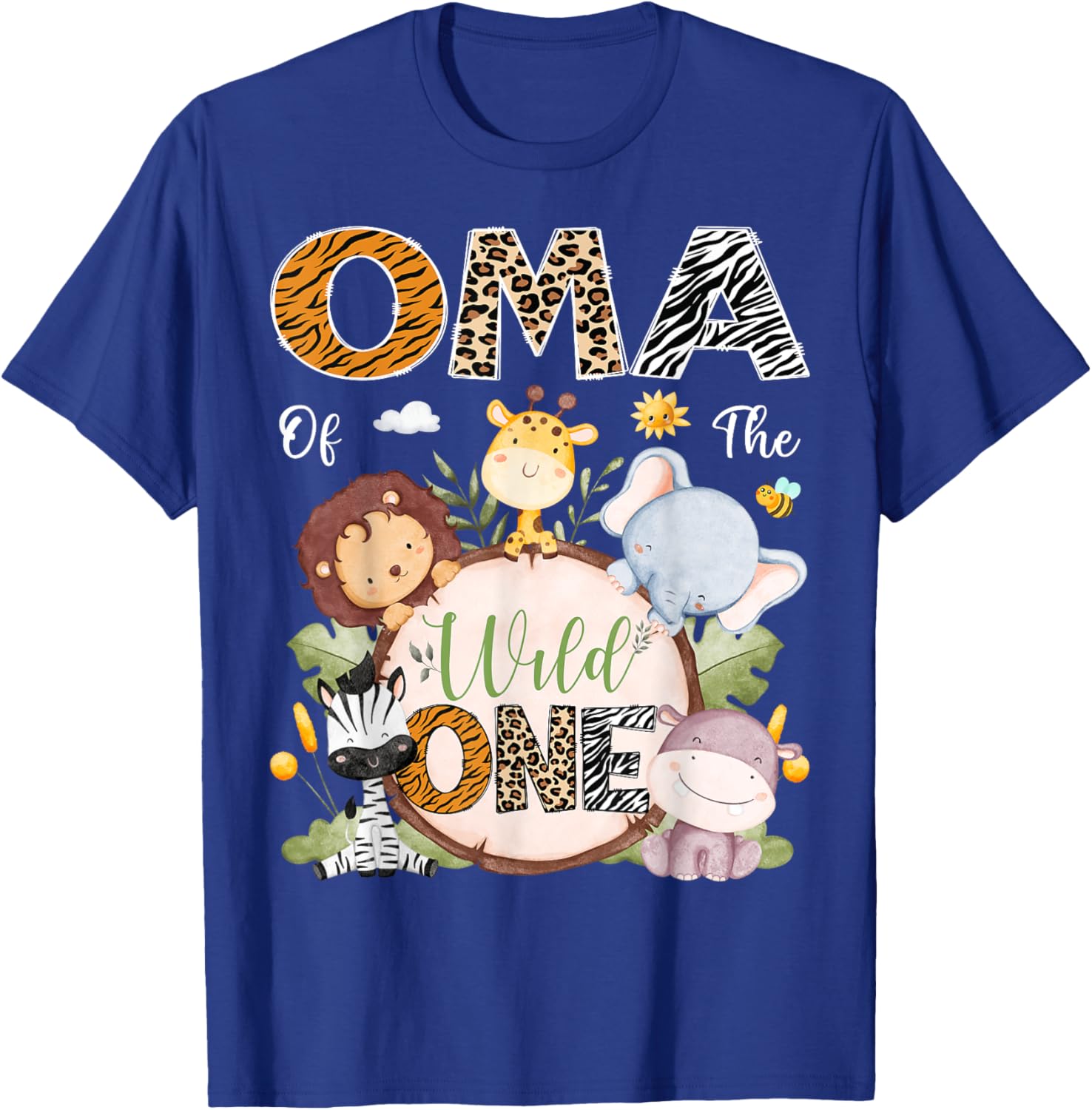 Oma Of The Wild One First Birthday Safari Jungle Animals T-Shirt - 4