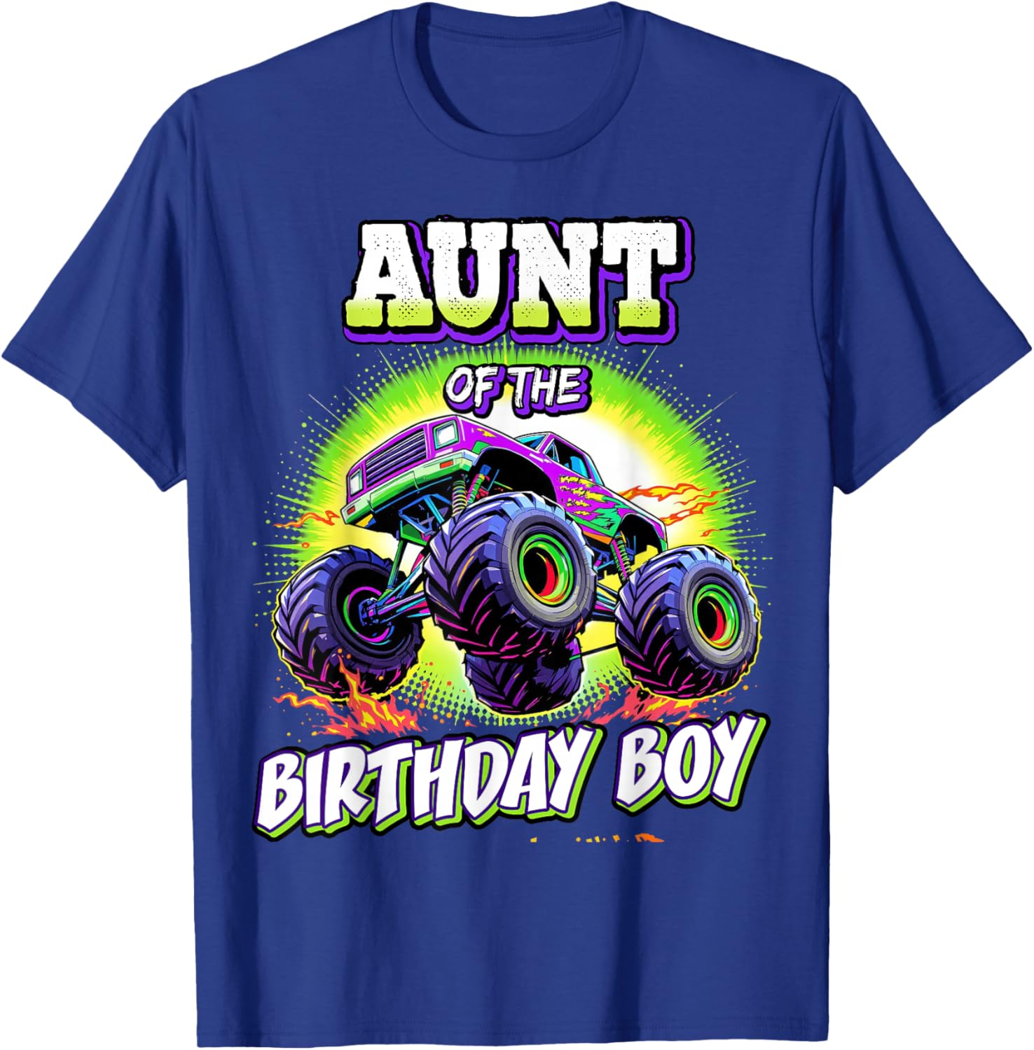 Aunt of the Birthday Boy Monster Truck T-Shirt for Fun Birthday Parties - 5
