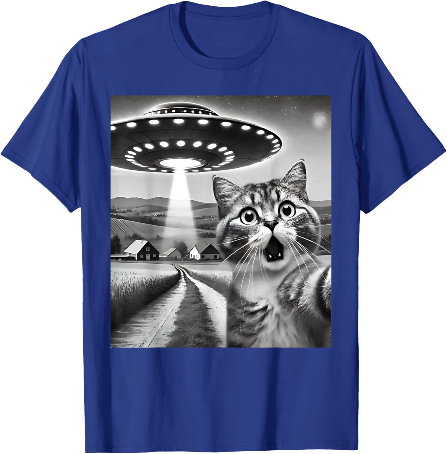 Funny Cat Selfie with Alien UFO T-Shirt for Men, Women, and Kids - 19