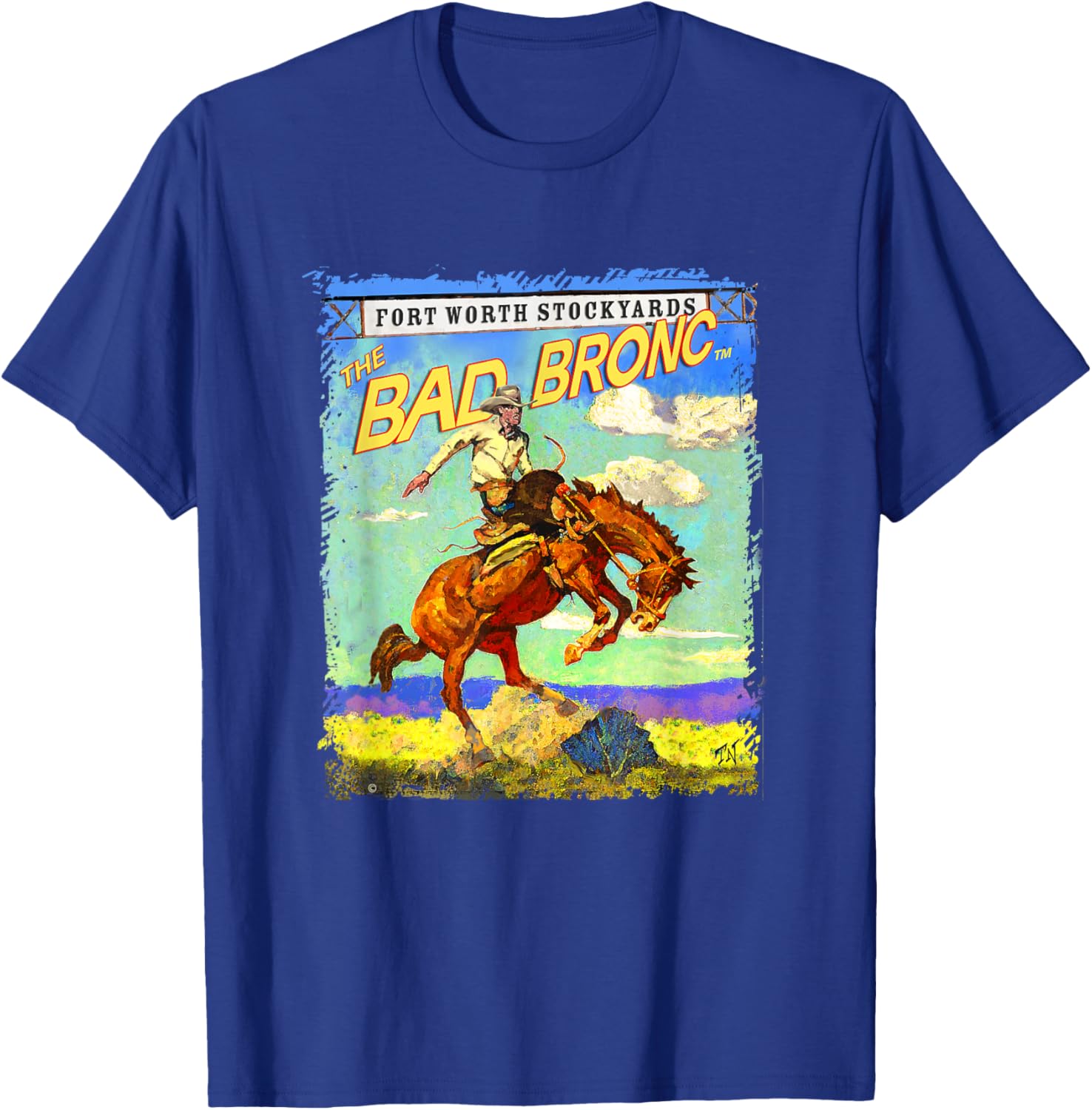 Painted Texas Sky Bronc T-Shirt for Stylish Western Apparel Lovers - 1