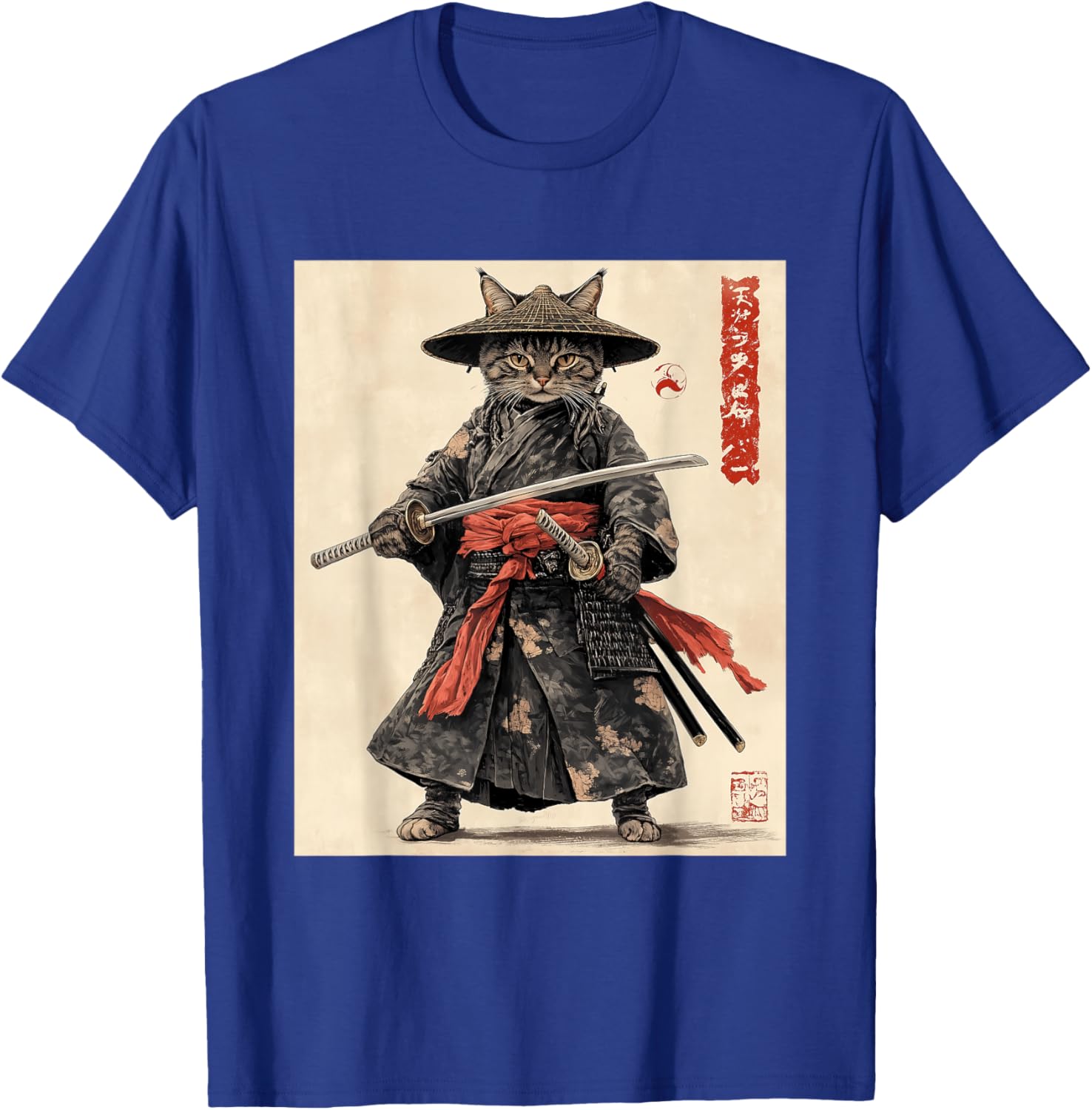 Samurai Cat T-Shirt - Japanese Warrior Graphic Tee for Cat Lovers - 9