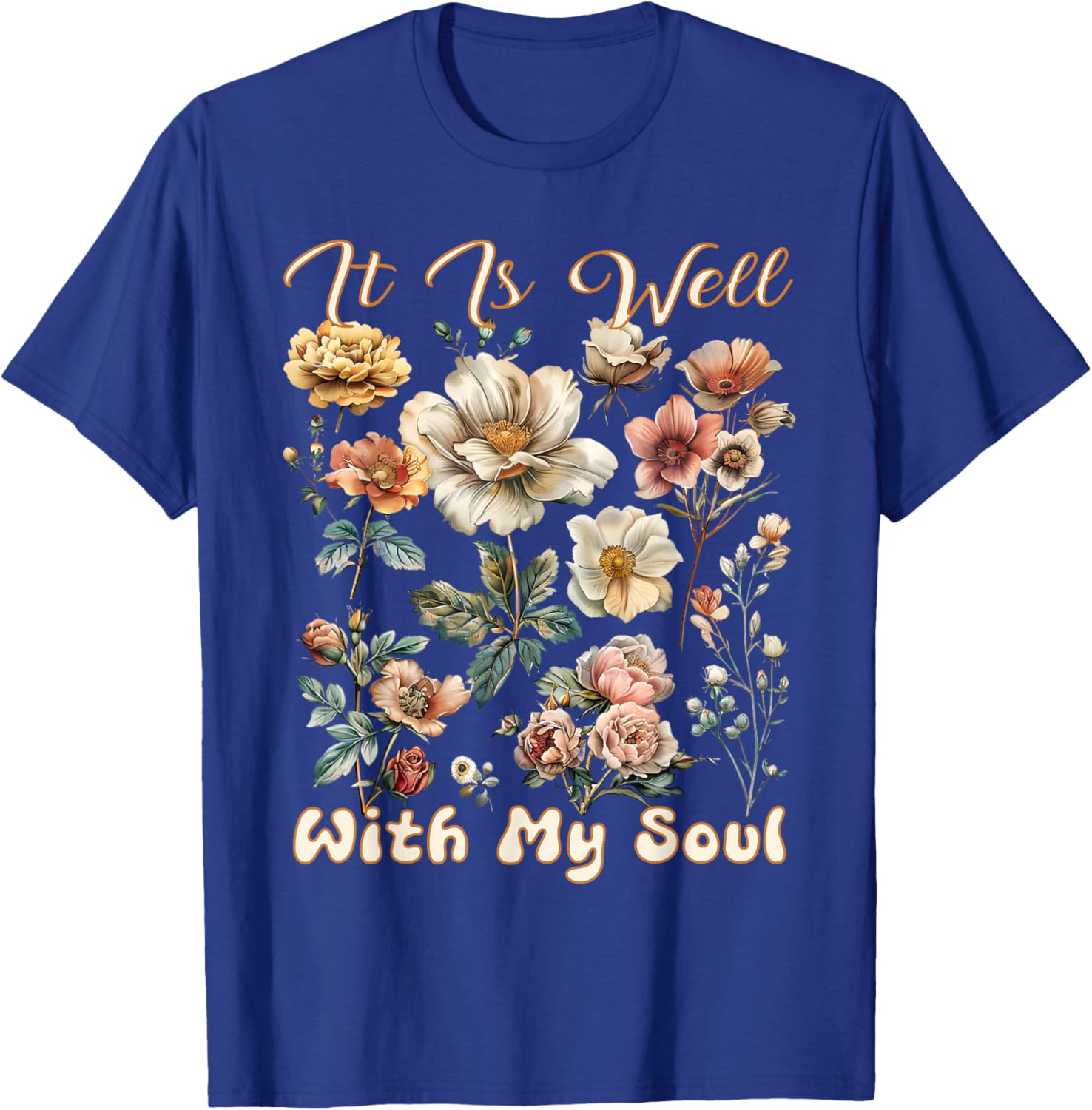 Boho Wildflower T-Shirt It Is Well With My Soul Faith Inspired Design - 14