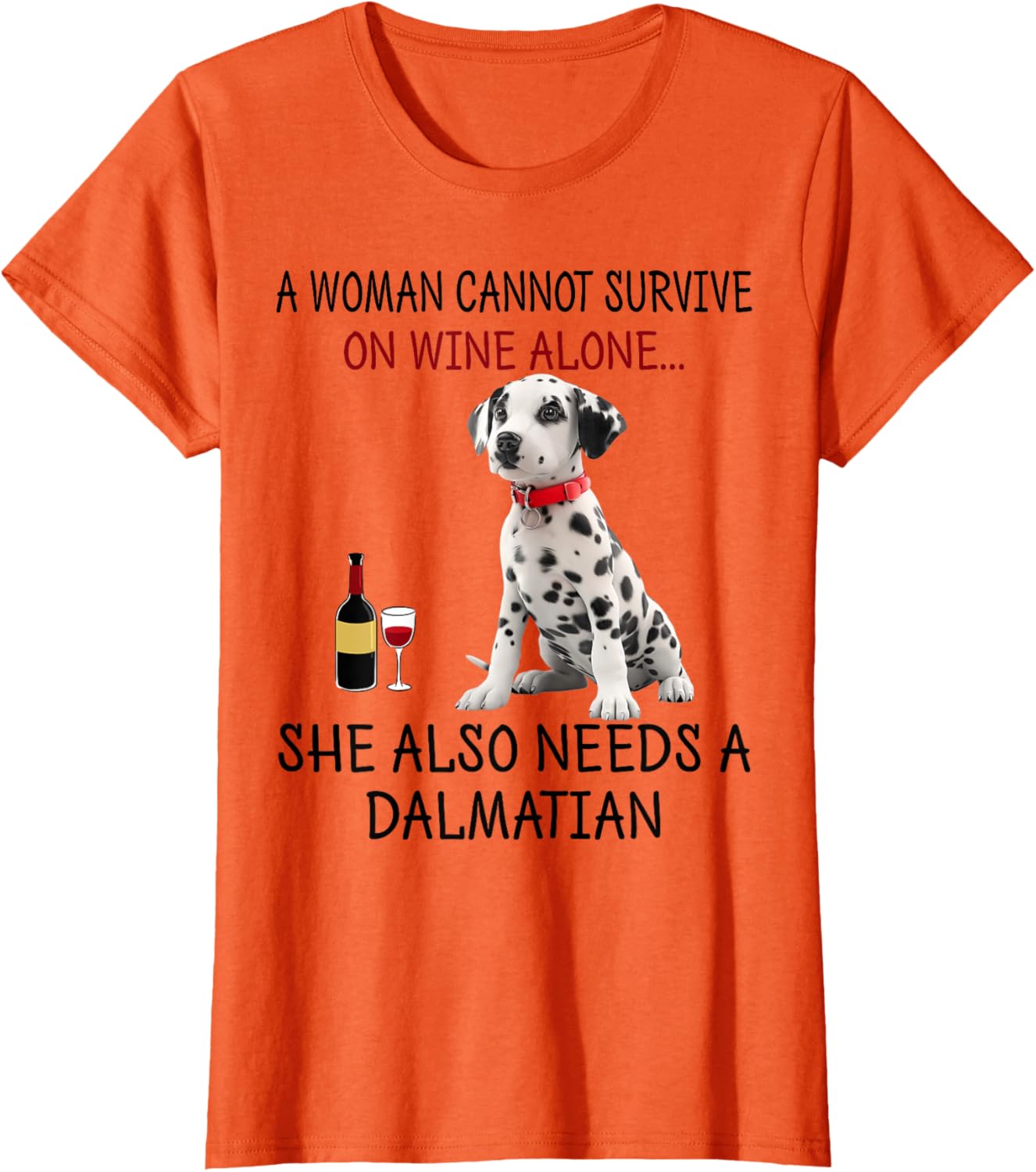 Funny Dalmatian Dog T-Shirt for Women Who Love Wine and Humor - 1
