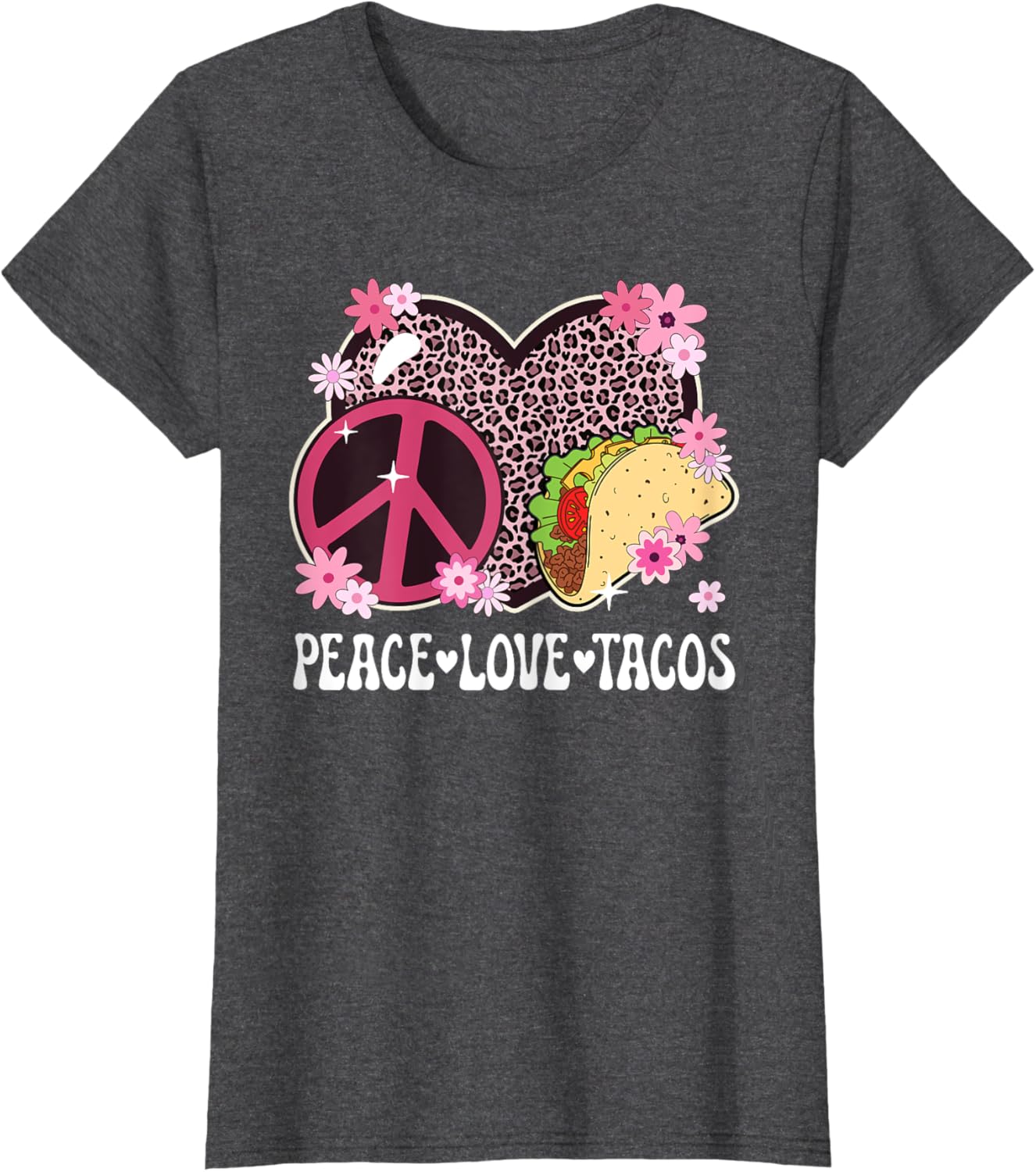 Peace Love Tacos Leopard Print Taco Tuesday T-Shirt for Women - 14